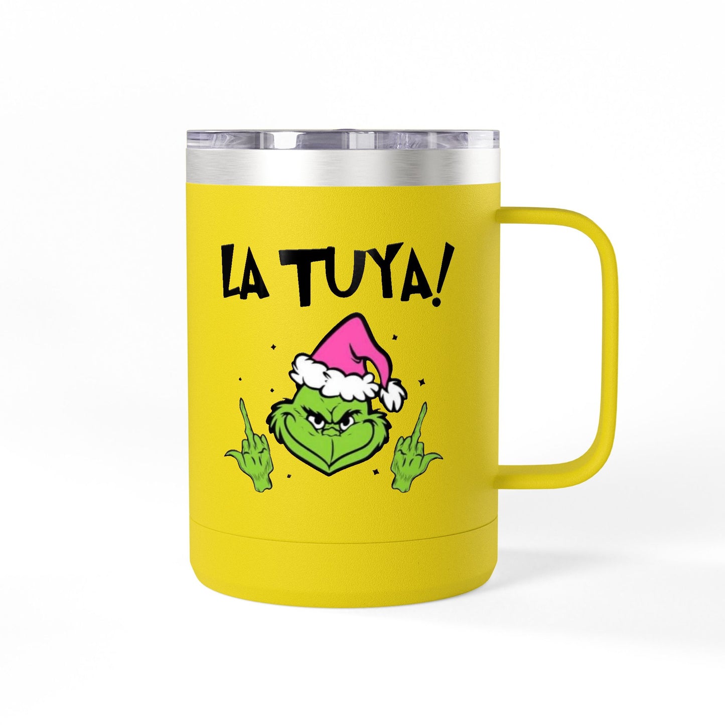 Holiday Grinch Coffee Mug Tumbler - 15oz Vaso / Taza de Acero Inoxidable – Diseño Navideño