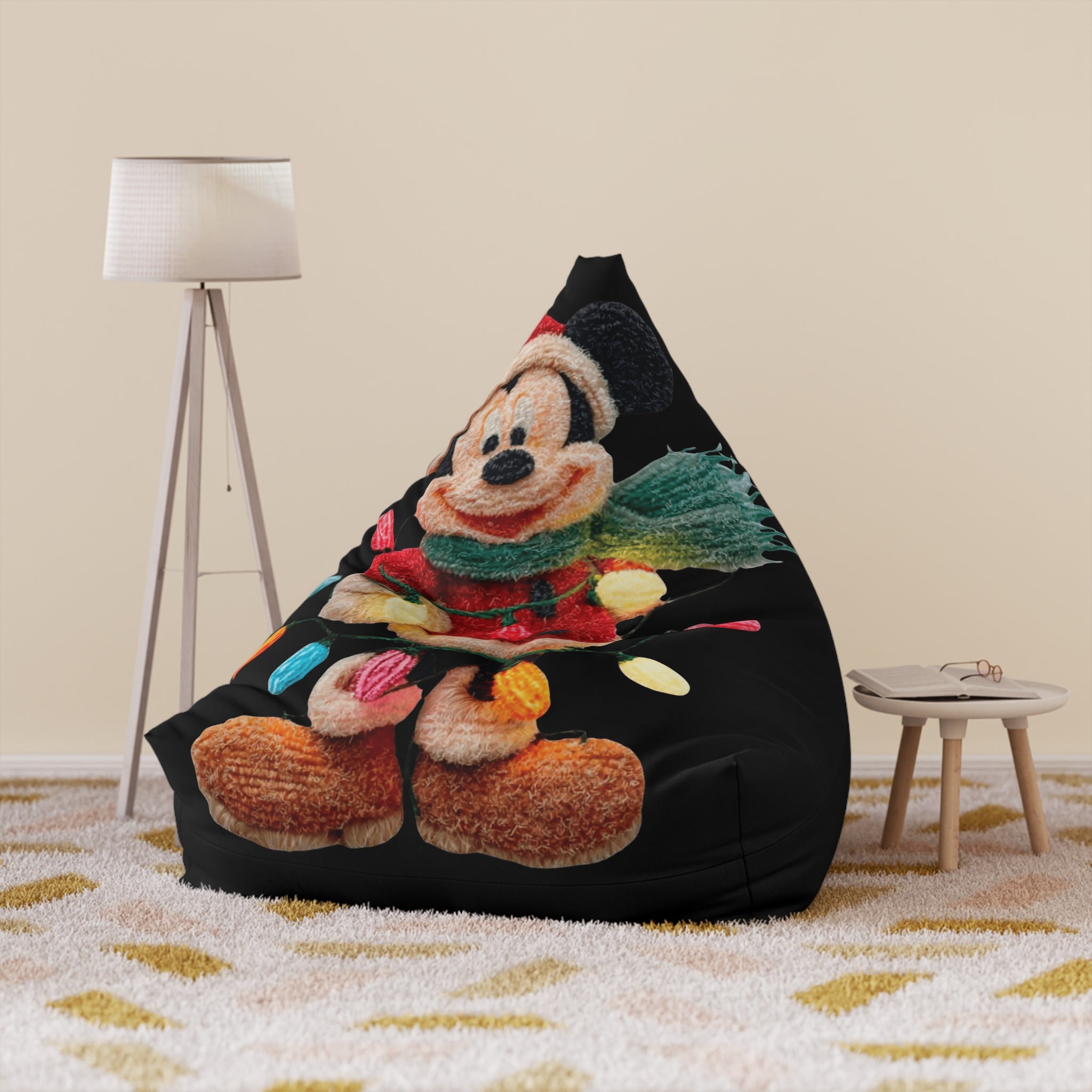 Mickey Mouse Holiday Bean Bag Cover — Festive Christmas Plush Print