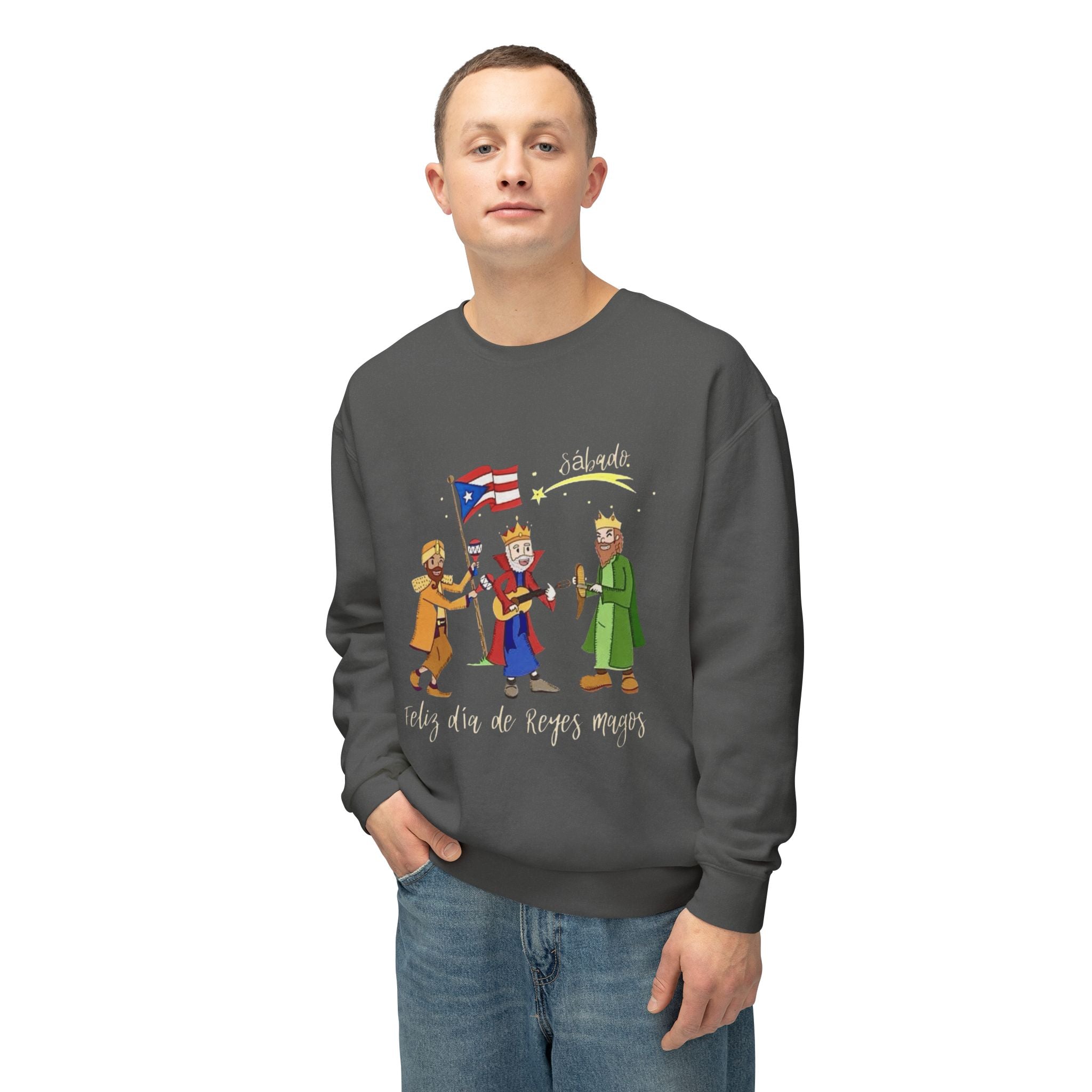 Three Kings Sweatshirt  'Feliz Día De Los Reyes Magos' Holiday Crewneck Christmas T-shirts and sweaters
