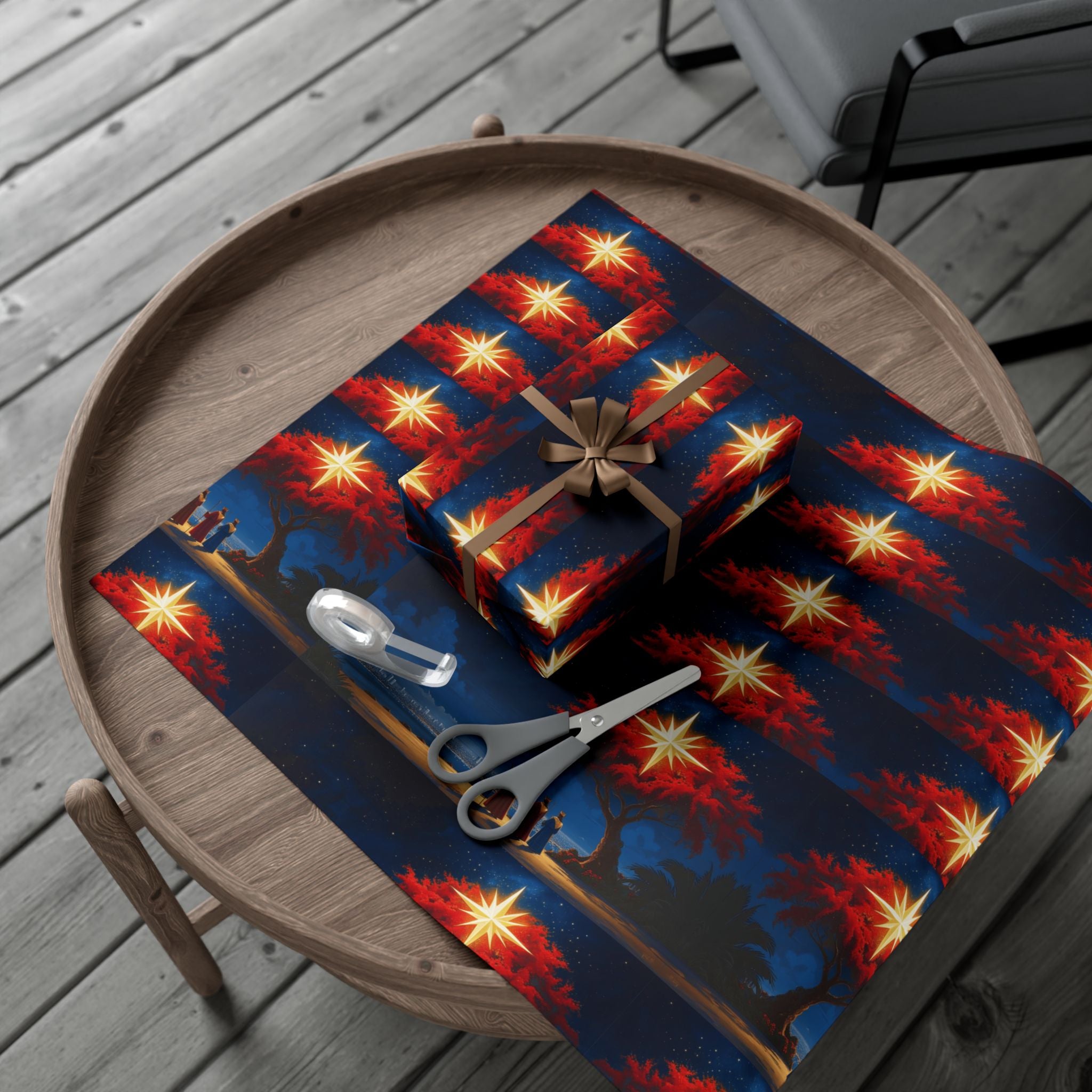 Christmas Star Gift Wrap Paper Puerto Rico Wrapping Paper Cultural Gift Wrap | Boricua Heritage Design | Holiday & Celebration Gift Packaging