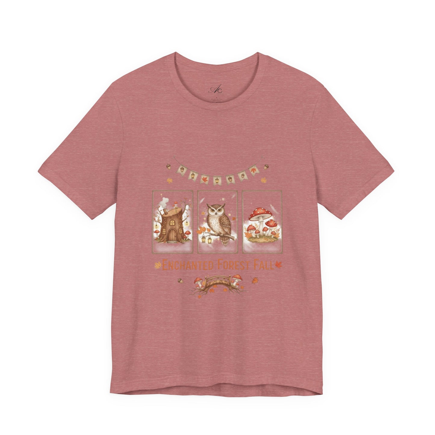 Enchanted Forest Fall Tee, Cute Owl Shirt, Autumn Graphic Tee, Nature Lover Gift, Cozy Fall Apparel, Wildlife T-Shirt, Unisex Fall Top