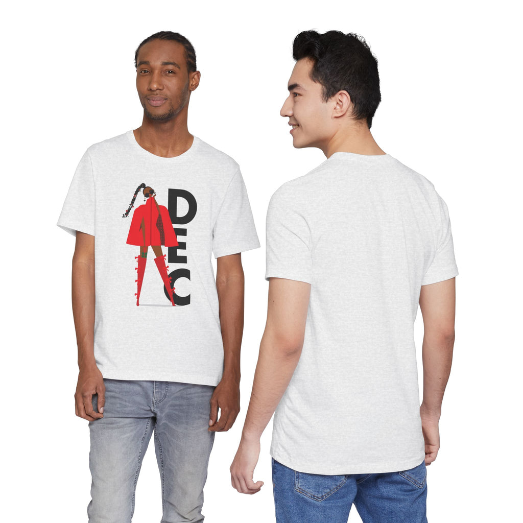 December Fashion Tee  Red Coat Model Graphic Shirt