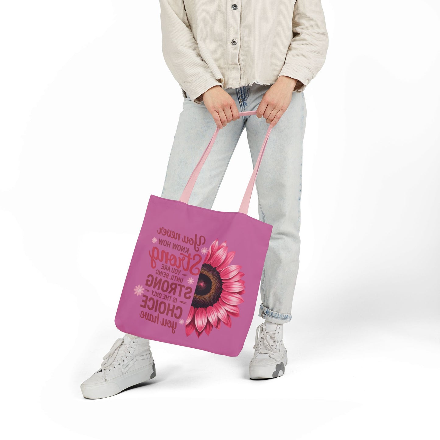 Cancer Survivor Hope Collection Inspirational Canvas Tote Bag with Floral Design