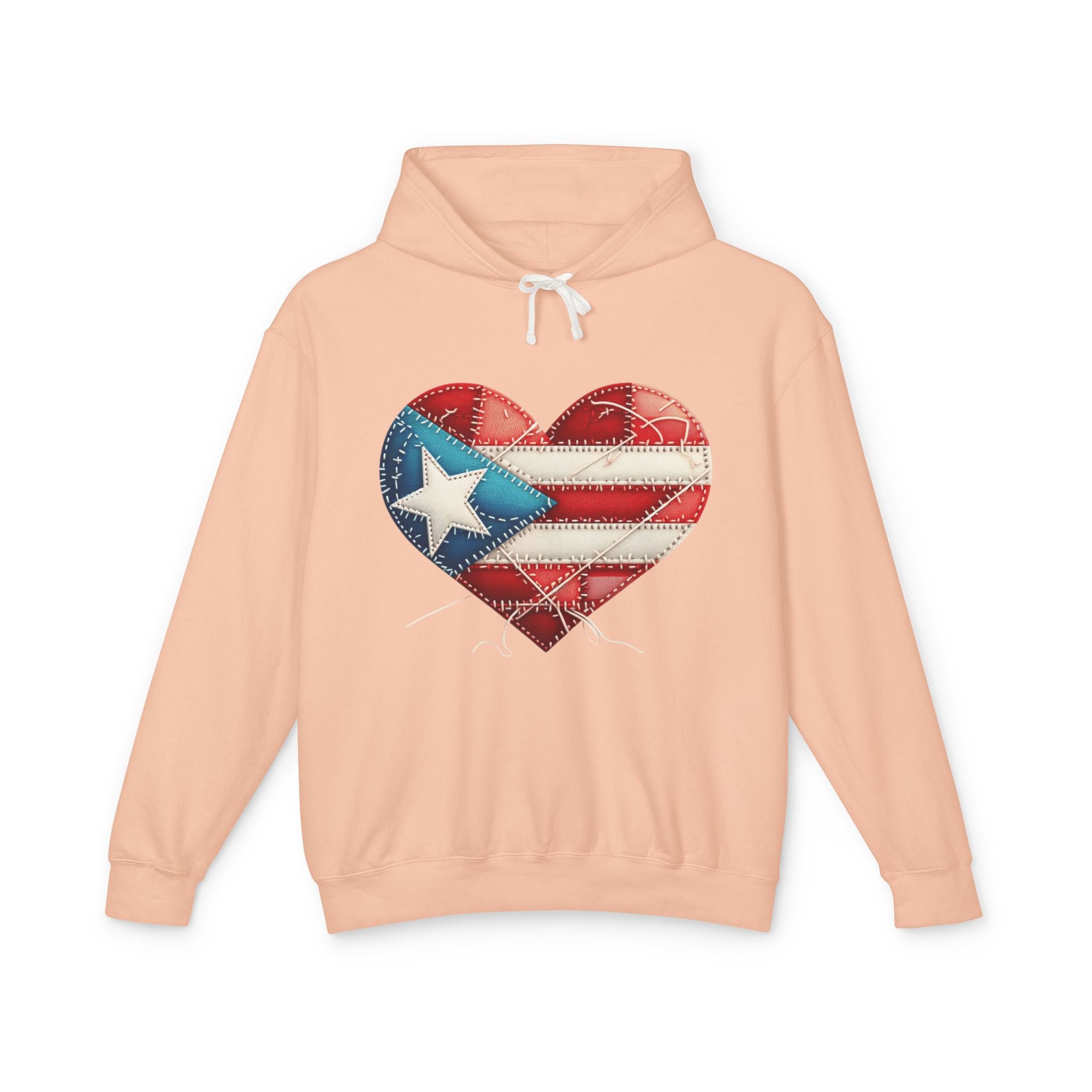 Puerto Rico Heart Flag Hoodie  "Jíbaro" Back Graphic