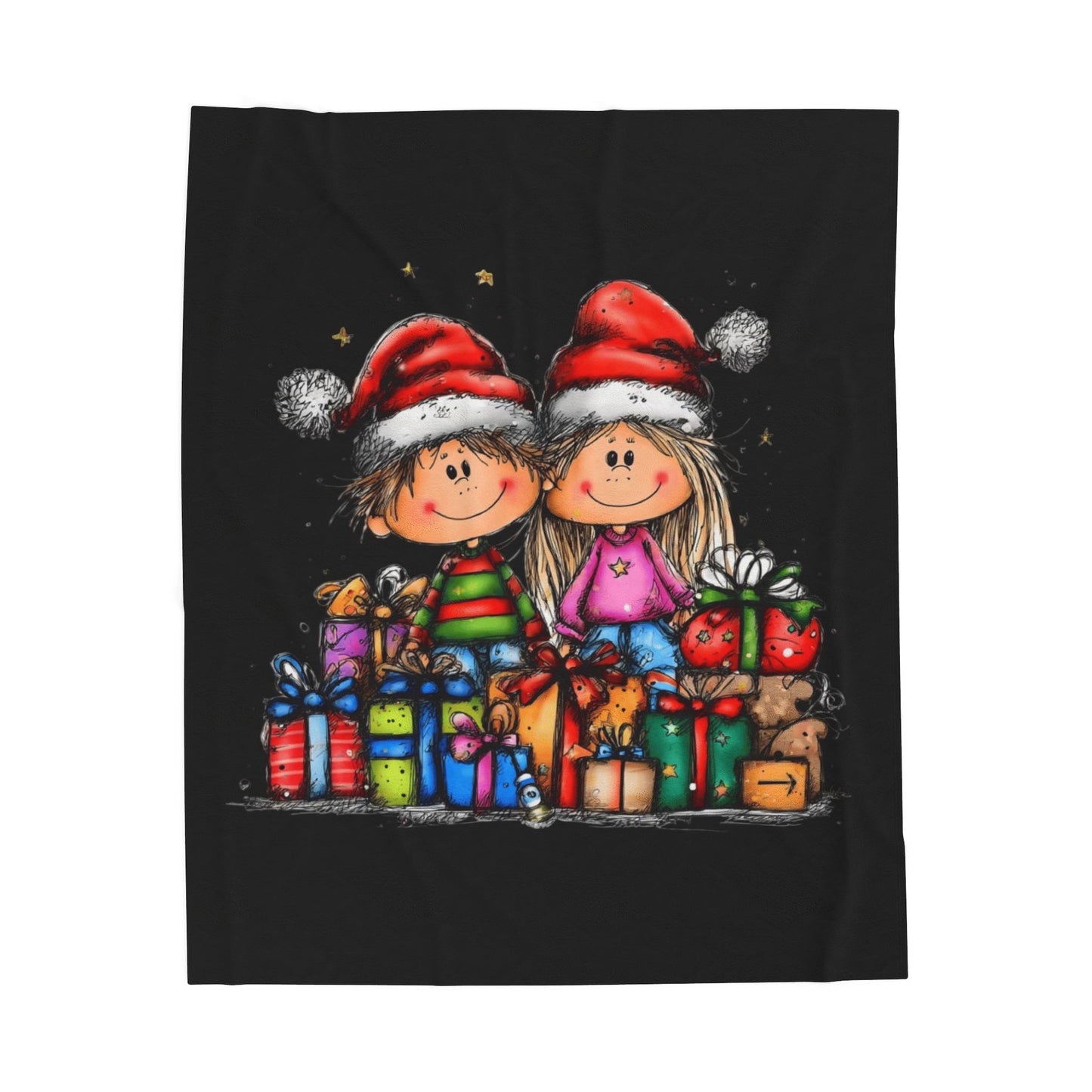Christmas Kids & Gifts Velveteen Plush Blanket