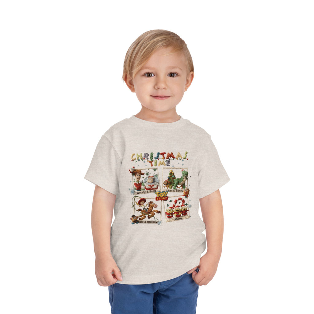 Christmas Time Toddler Tee  Cute Holiday Toy & Santa Print