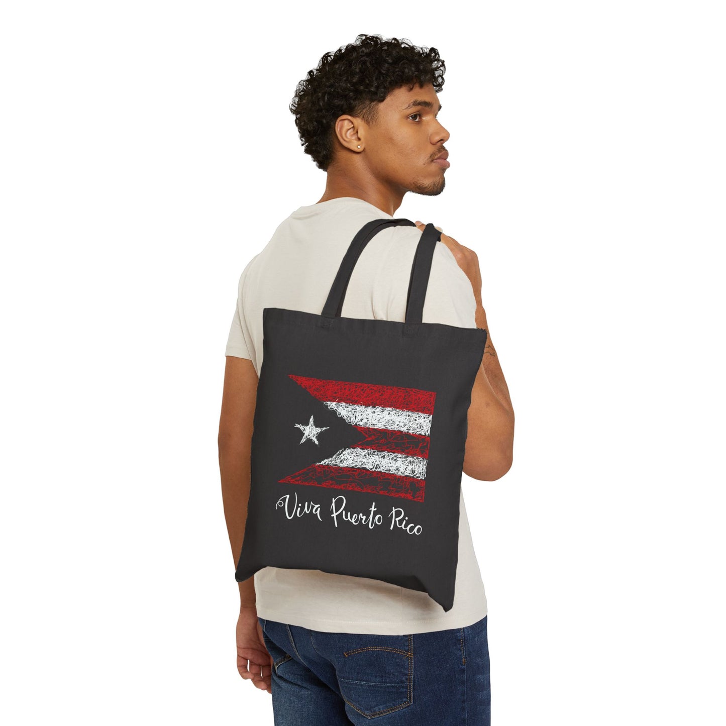 Puerto Rican Flag Handbag Cotton Canvas Tote Bag