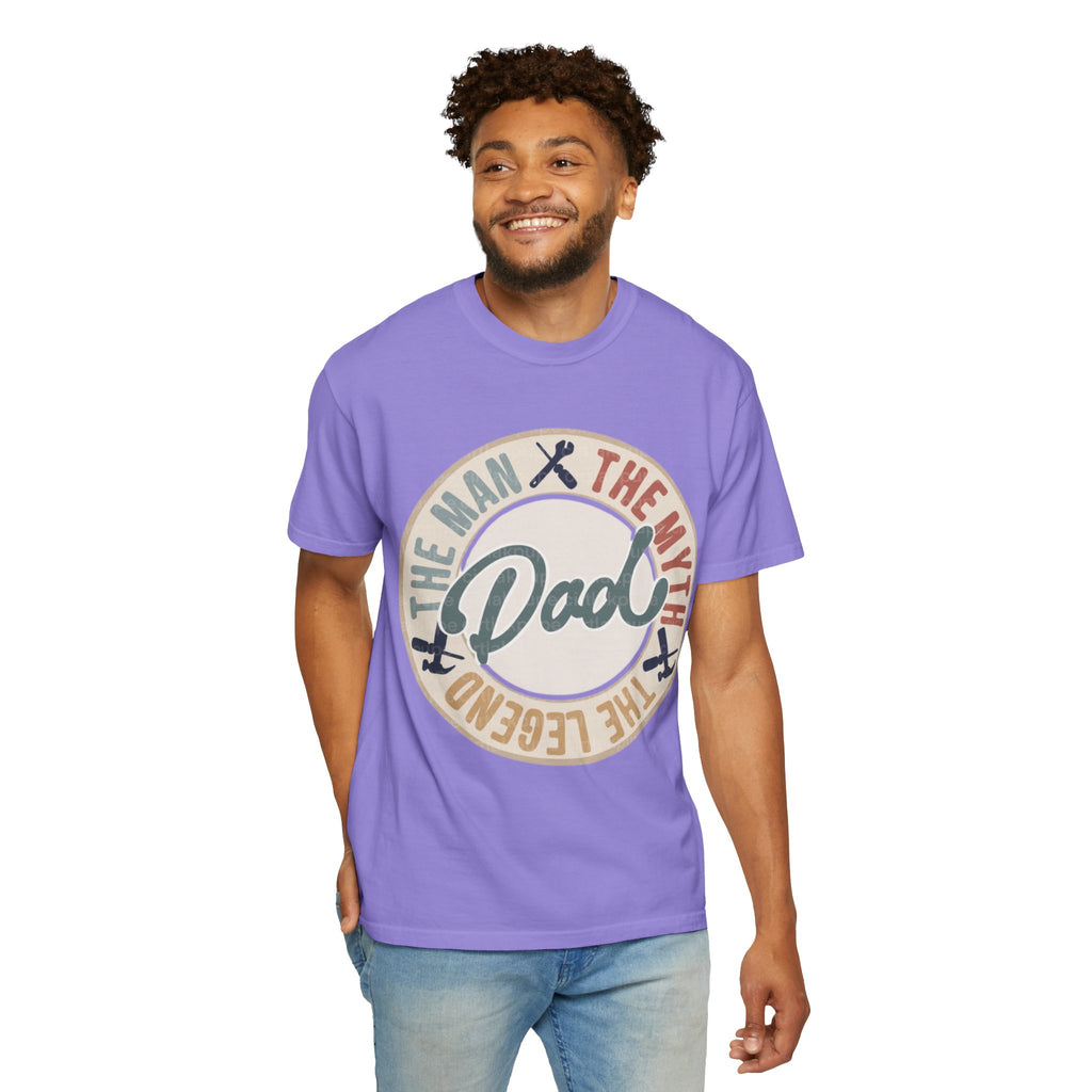 Dad Retro Badge T-Shirt — “Dad: The Man, The Myth, The Legend” Father’s Day Tee