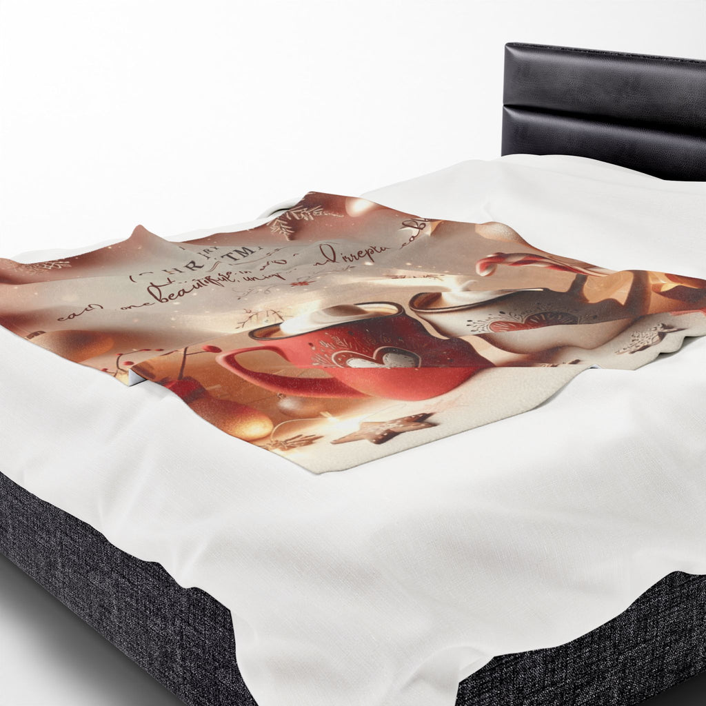 Christmas Hot Cocoa Velveteen Plush Blanket — "Merry Christmas: Sisters are snowflakes" Holiday Throw
