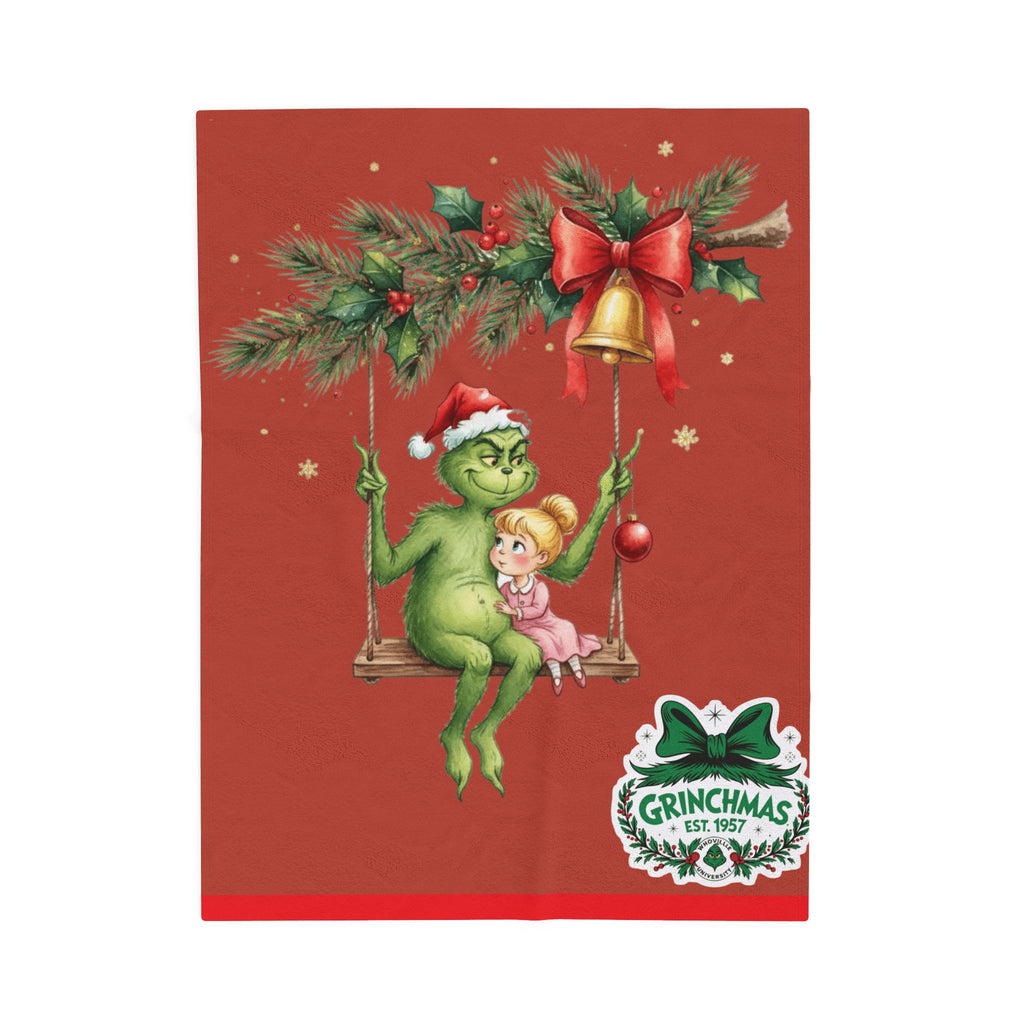 “Winter Wonderland Cartoon Fleece Blanket Grinchmas Velveteen Plush Blanket Holiday Grinch & Cindy Lou Cozy Throw