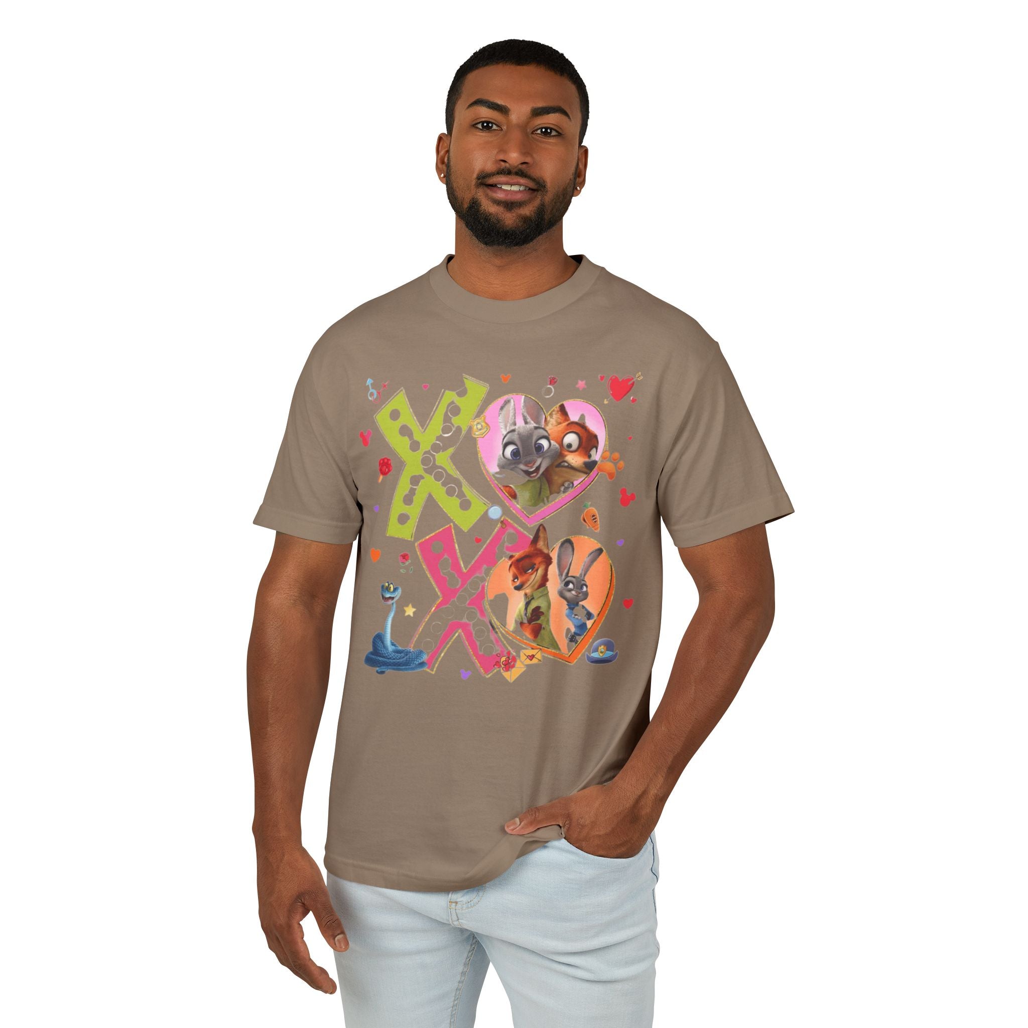 Valentine Cartoon Pets Tee  Cute Hearts & XOXO Graphic T-Shirt