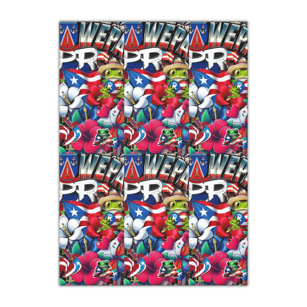 Puerto Rico Flag Graffiti Gift Wrap Sheet –flag, traditional symbols, tropical vibes, and island heritage Wrapping Paper
