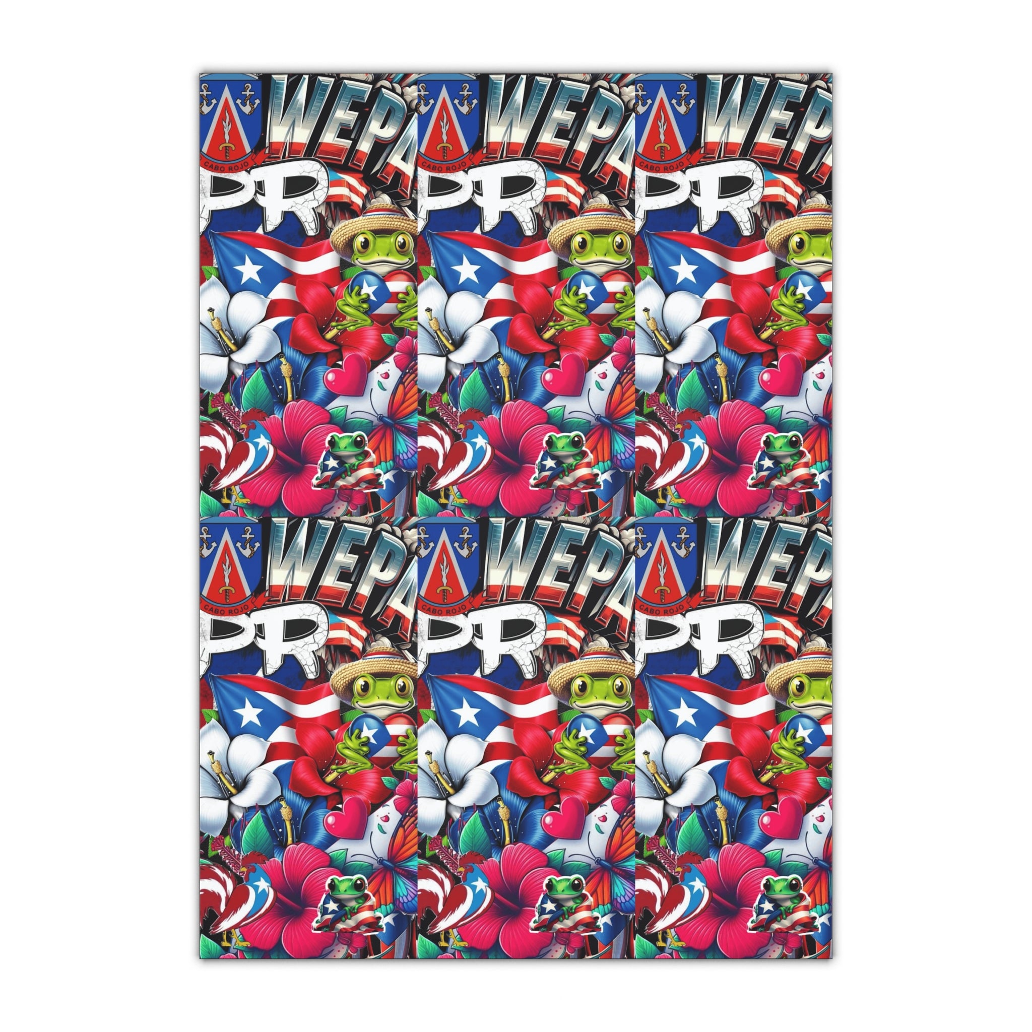 Puerto Rico Flag Graffiti Gift Wrap Sheet –flag, traditional symbols, tropical vibes, and island heritage Wrapping Paper