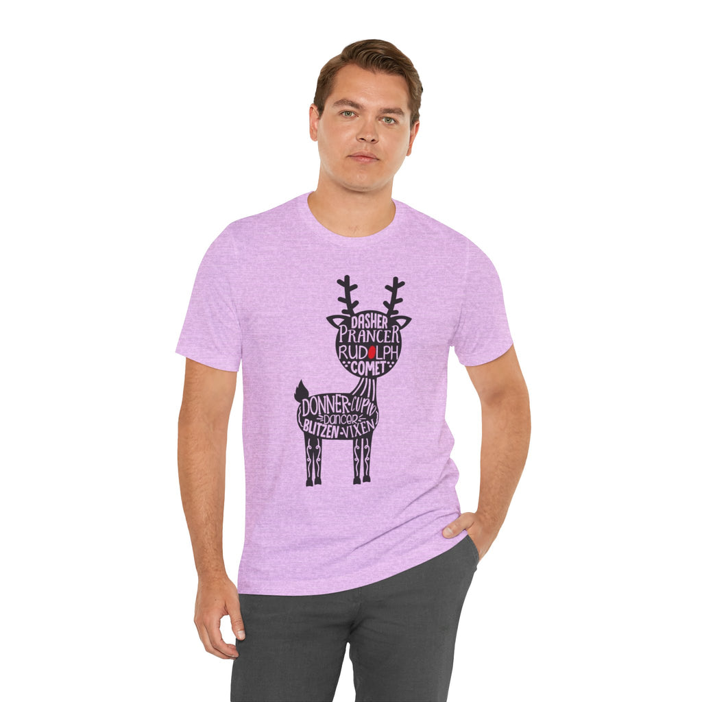 Christmas Reindeer Graphic Tee - Unisex Jersey Short Sleeve Shirt