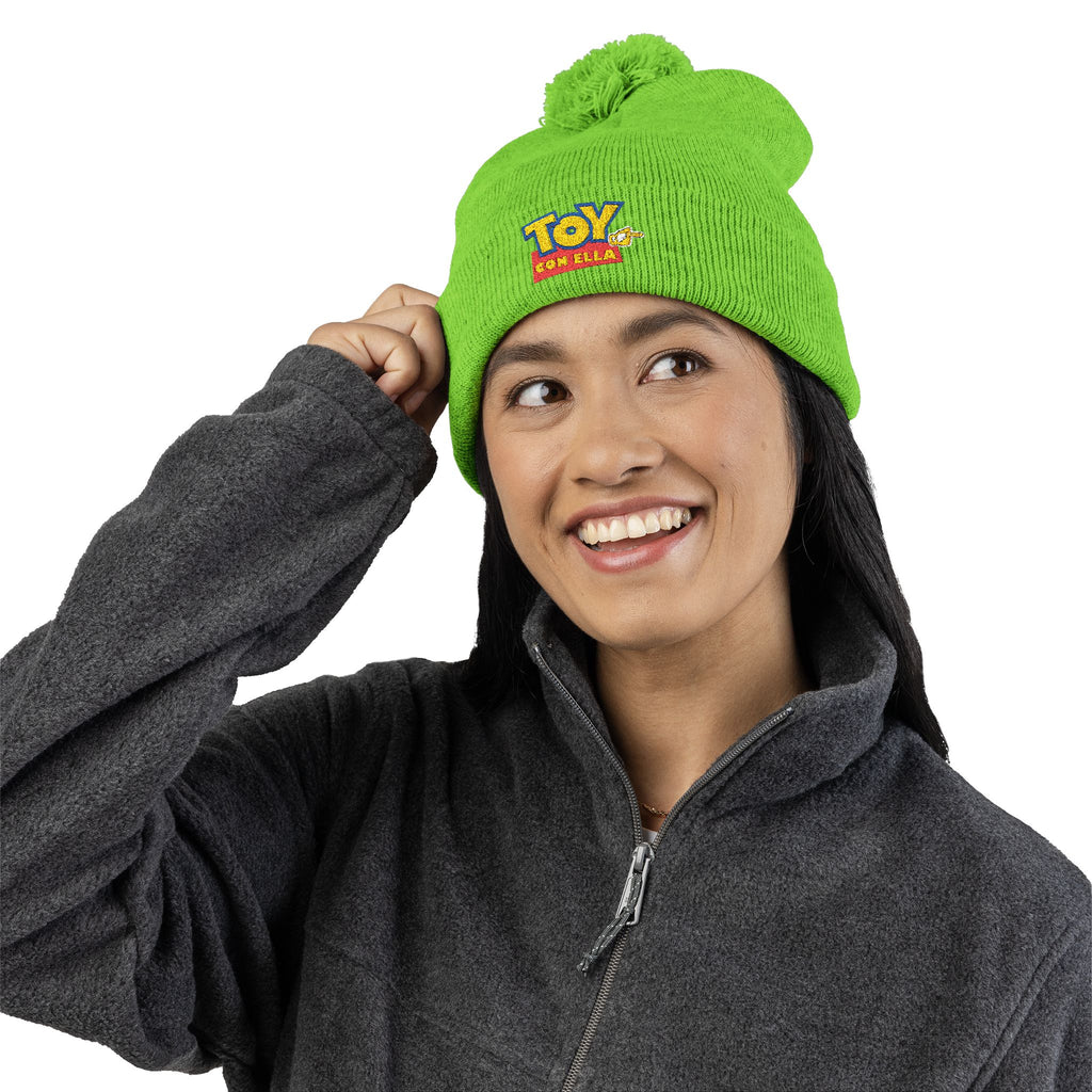 Toy Story Embroidered Pom-Pom Knit Cap Humor Cuffed Beanie – Warm, Soft & Sassy Winter Hat