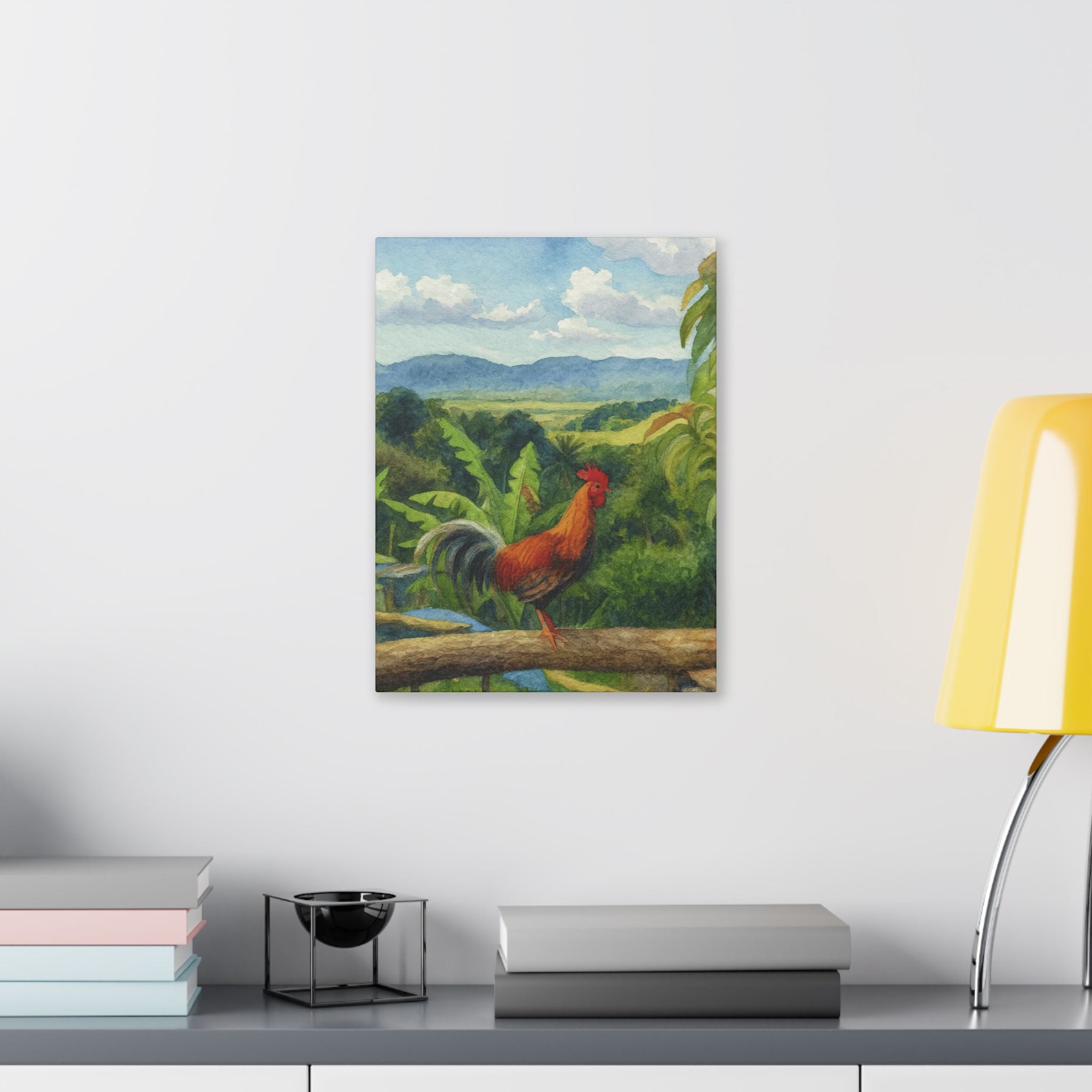 These Puerto Rico inspired Rooster Morning Landscape Canvas