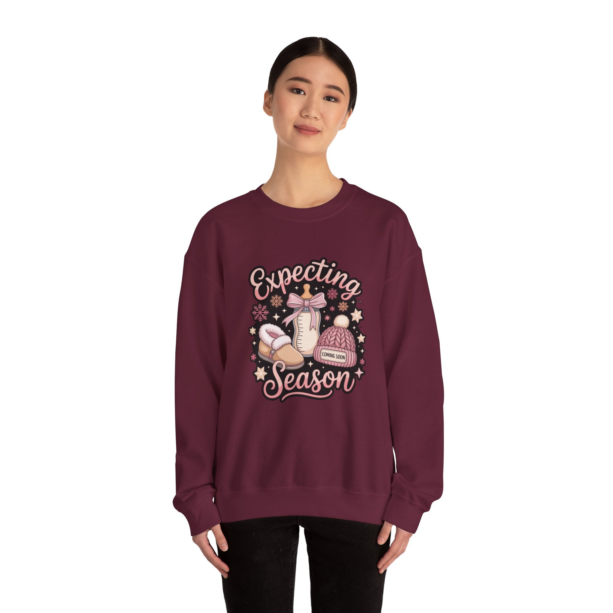 Expecting Season Sweatshirt  Cute Pregnancy Announcement Pullover Cartoon Christmas T-shirts and Sweaters