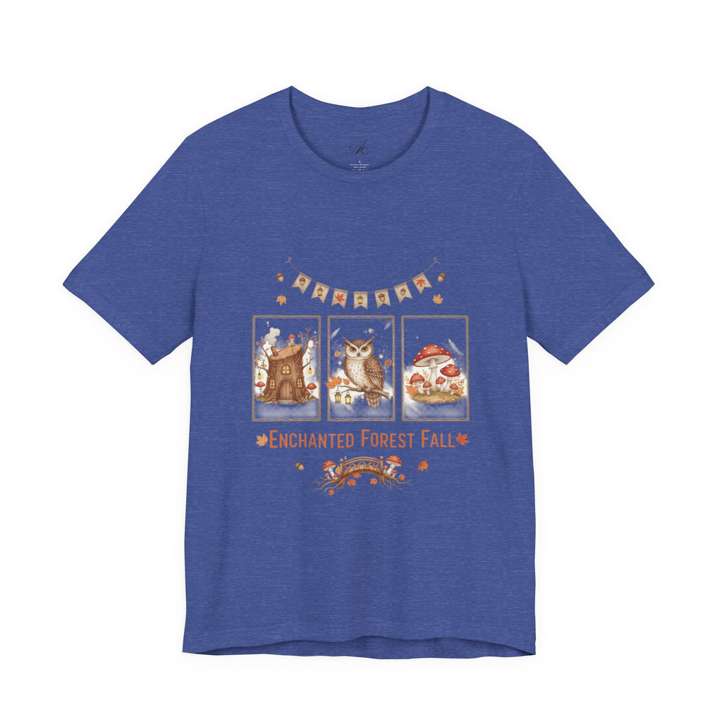 Enchanted Forest Fall Tee, Cute Owl Shirt, Autumn Graphic Tee, Nature Lover Gift, Cozy Fall Apparel, Wildlife T-Shirt, Unisex Fall Top