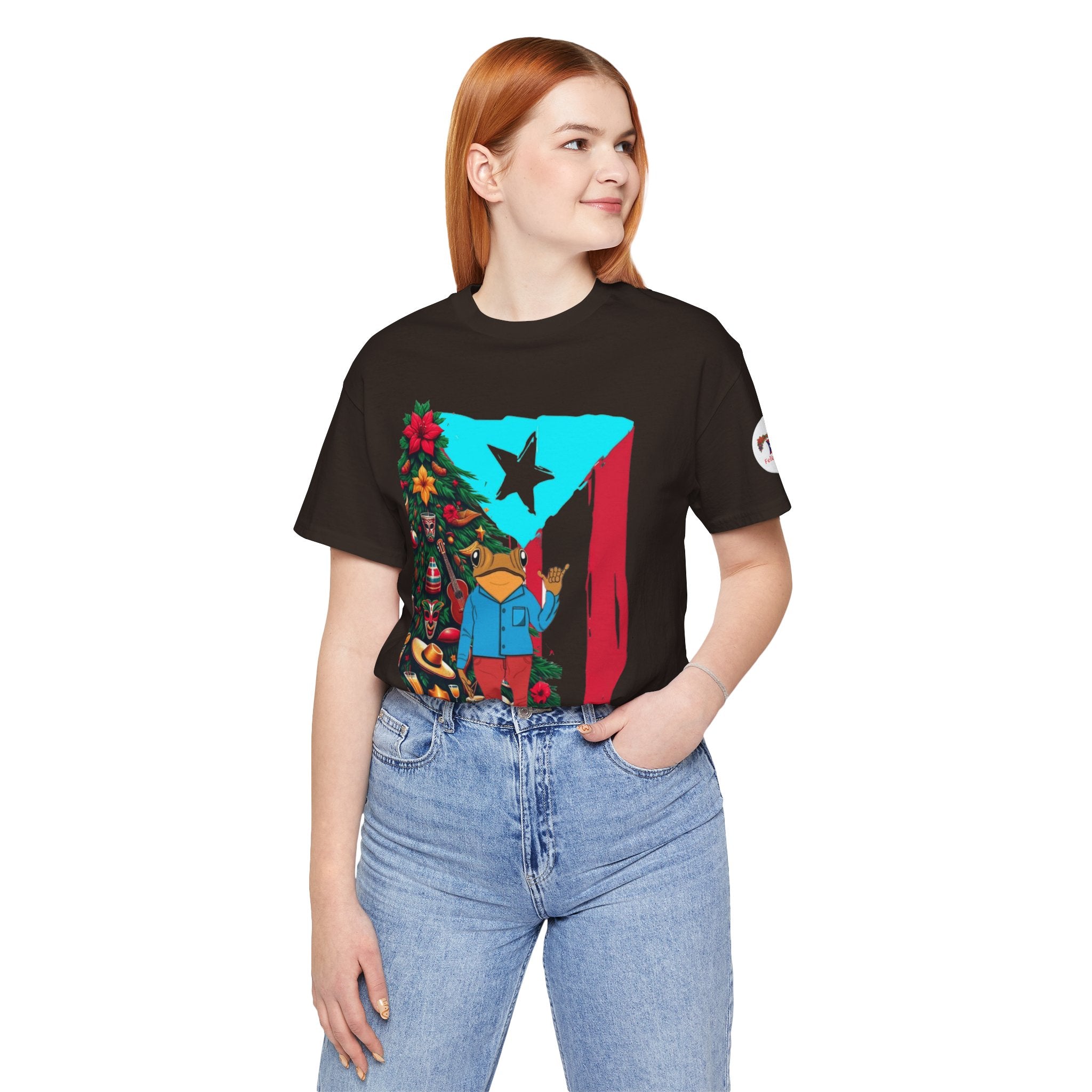 Puerto Rico Holiday T-Shirt  Coquí by Christmas Tree Graphic Puerto Rico’s Navidades
