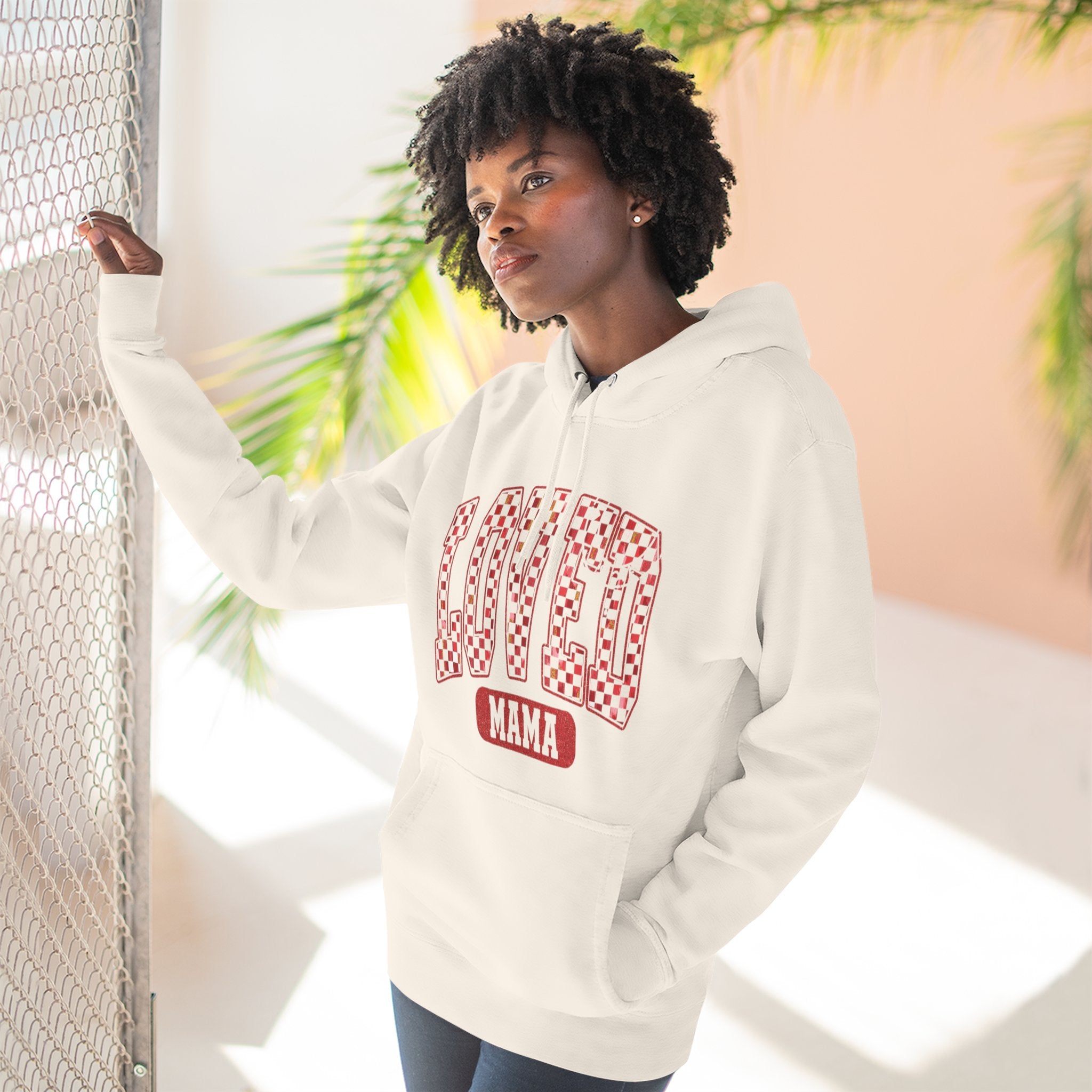 Hoodie  Loved Mama Checkerboard Graphic Hoodie