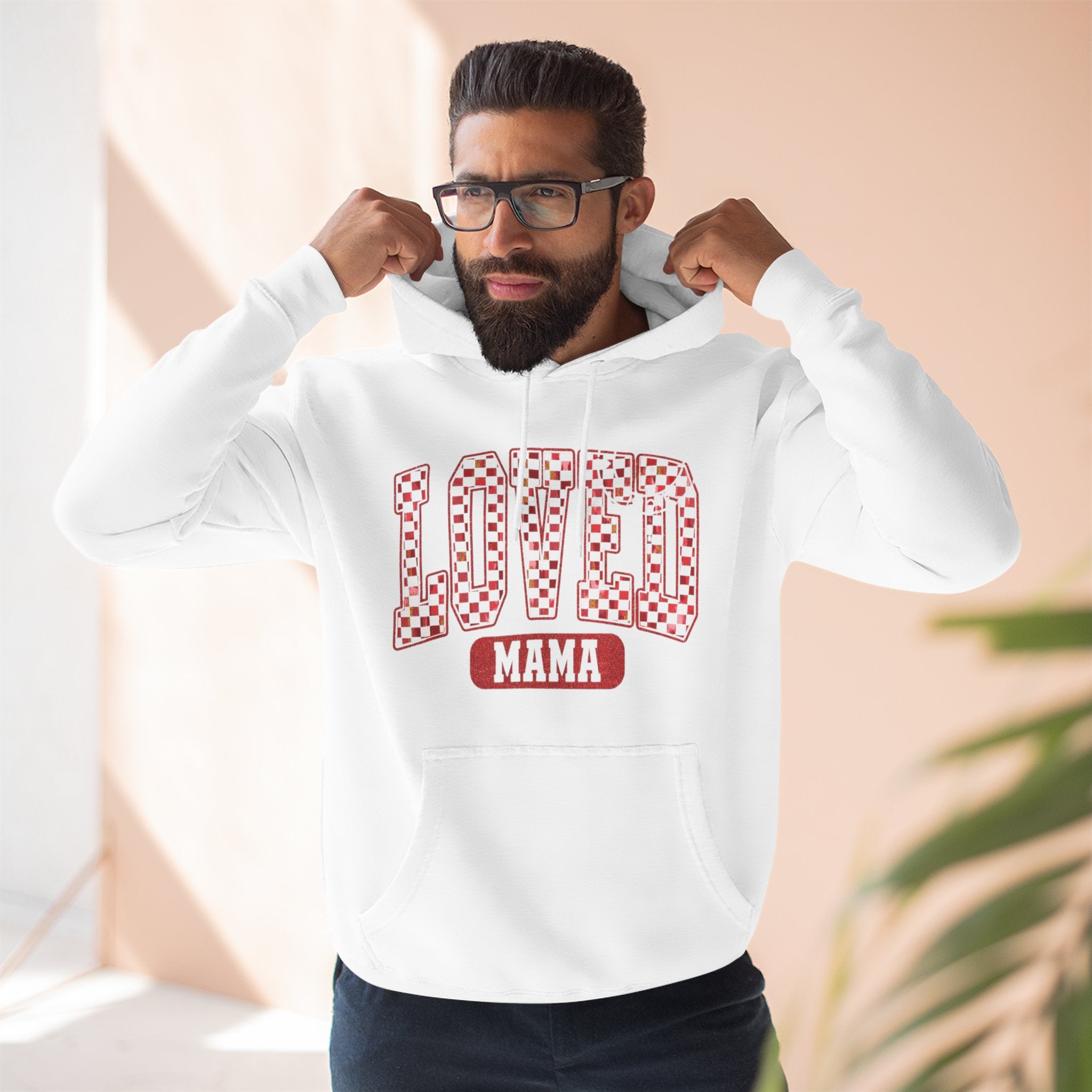 Hoodie  Loved Mama Checkerboard Graphic Hoodie