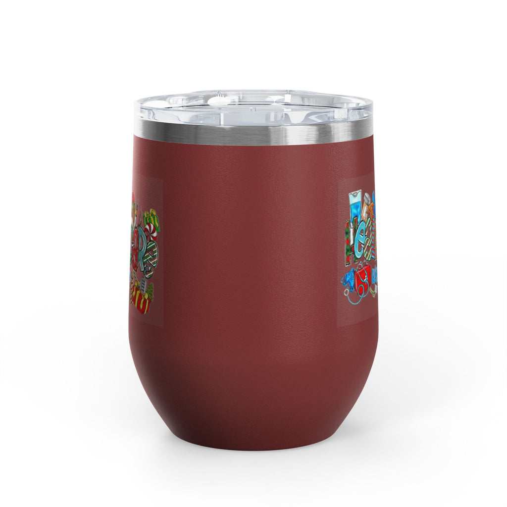 Healthcare Worker 12oz Wine Tumbler — Colorful Holiday Medical Staff Gift Medical Christmas Mug