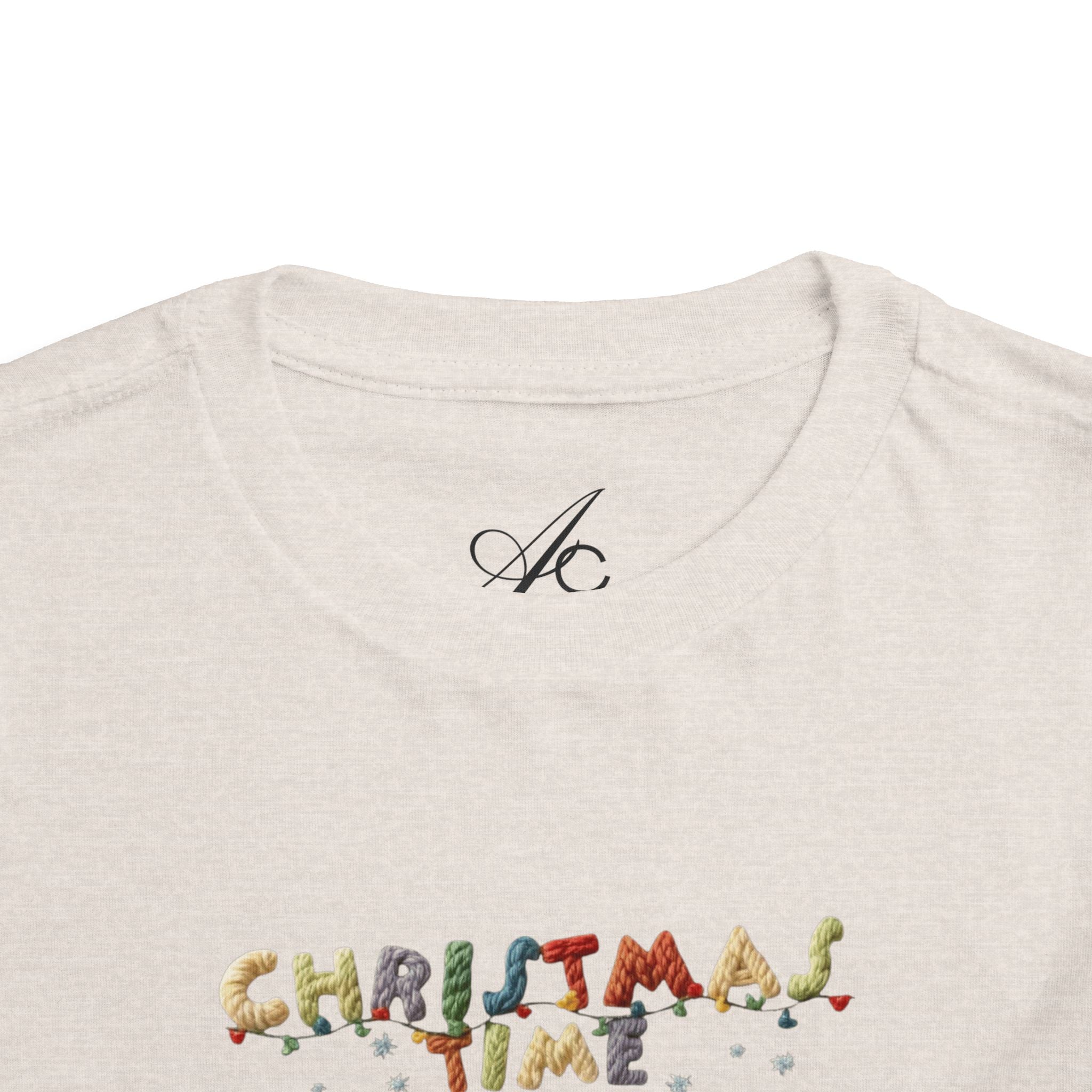 Christmas Time Toddler Tee  Cute Holiday Toy & Santa Print