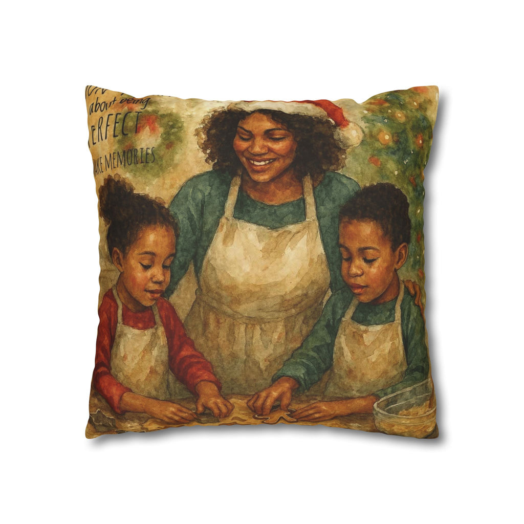 Holiday Baking Family Pillowcase — Square Decorative Throw Pillow