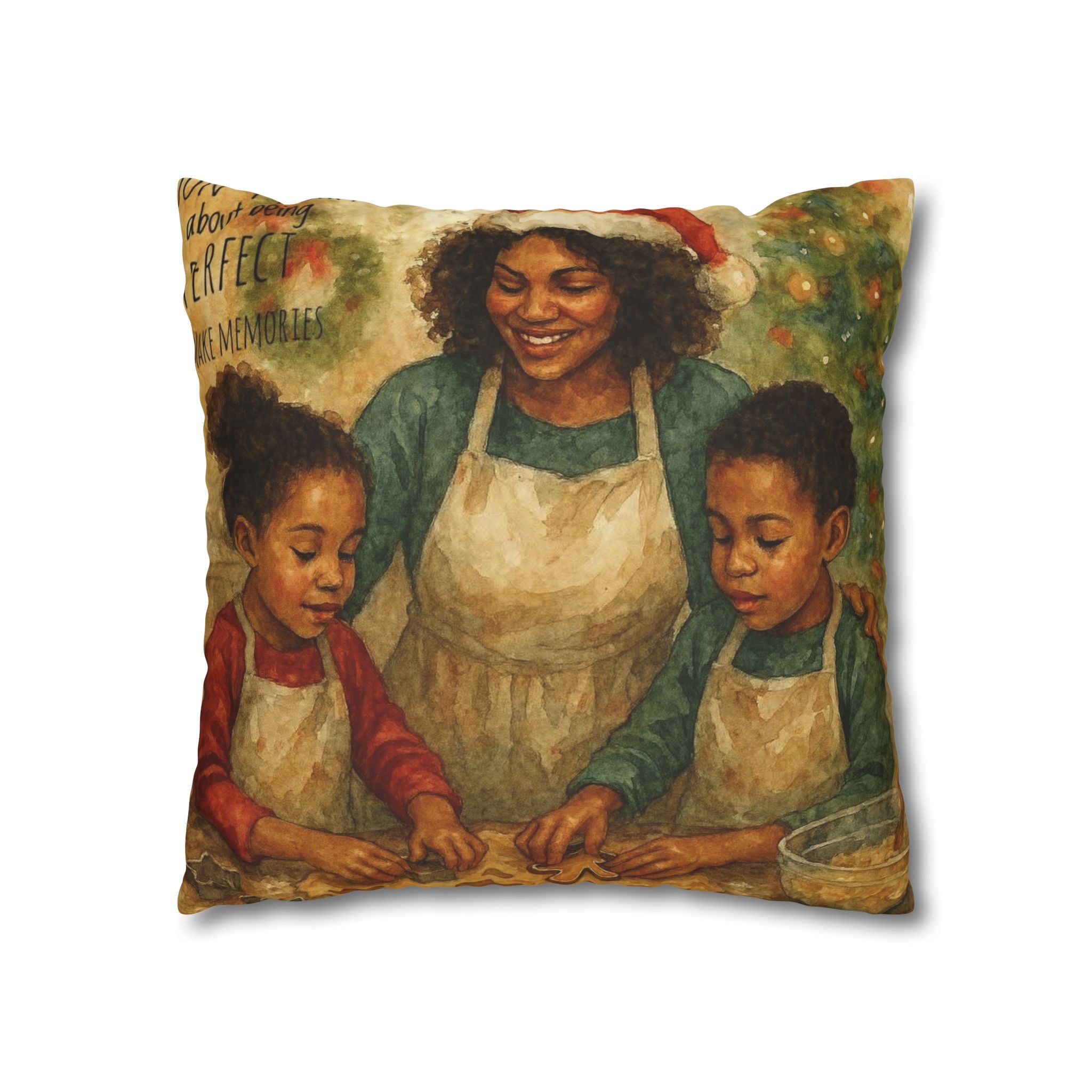 Holiday Baking Family Pillowcase — Square Decorative Throw Pillow