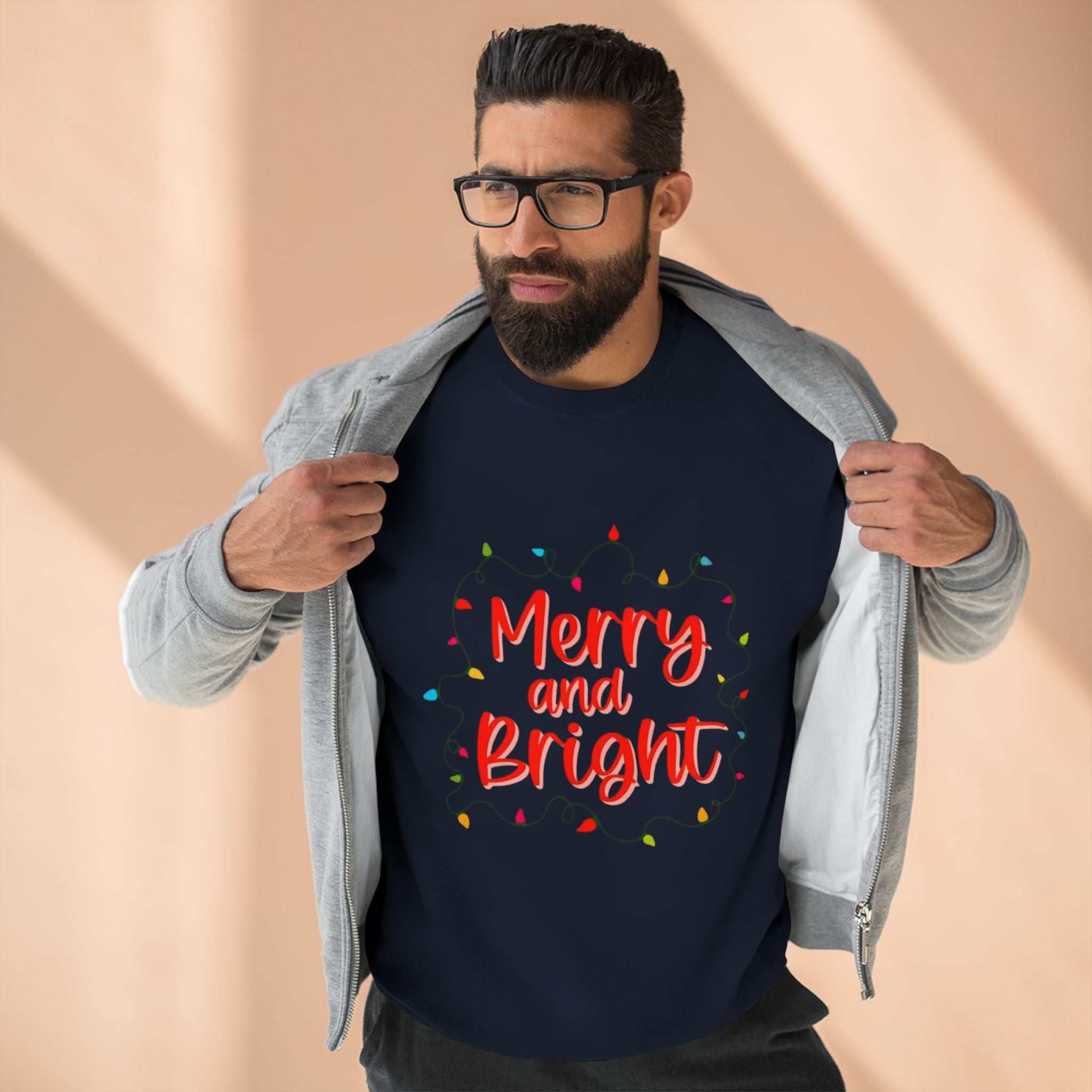 Christmas T-Shirts & Sweatshirts | Holiday Graphic Tees & Cozy Festive Wear Merry and Bright Crewneck Sweatshirt