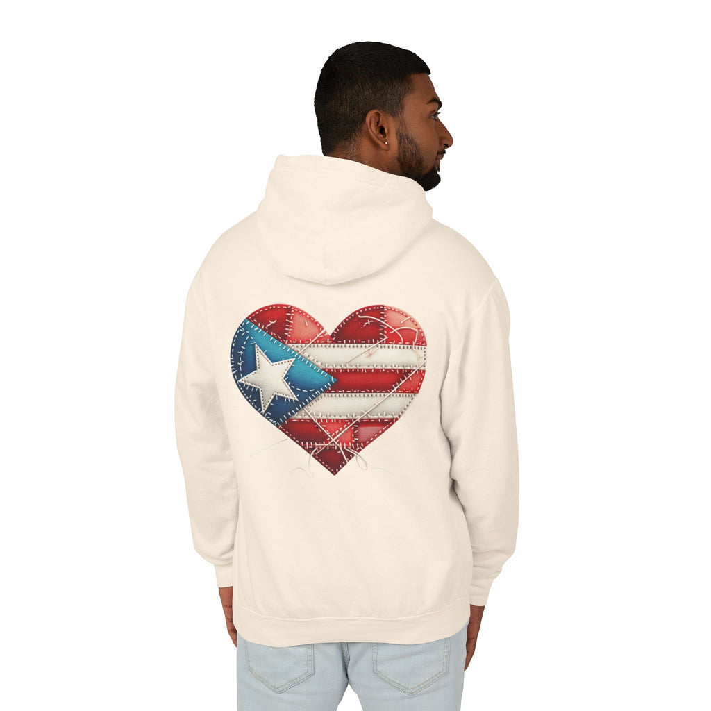Jíbara Hoodie — Puerto Rican Heart Flag Lightweight Hooded Sweatshirt