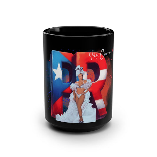 Iris Chacon Puerto Rican Pride Mug, 15oz Black Coffee Cup, Perfect Gift for Birthdays, Holidays, and Celebrations