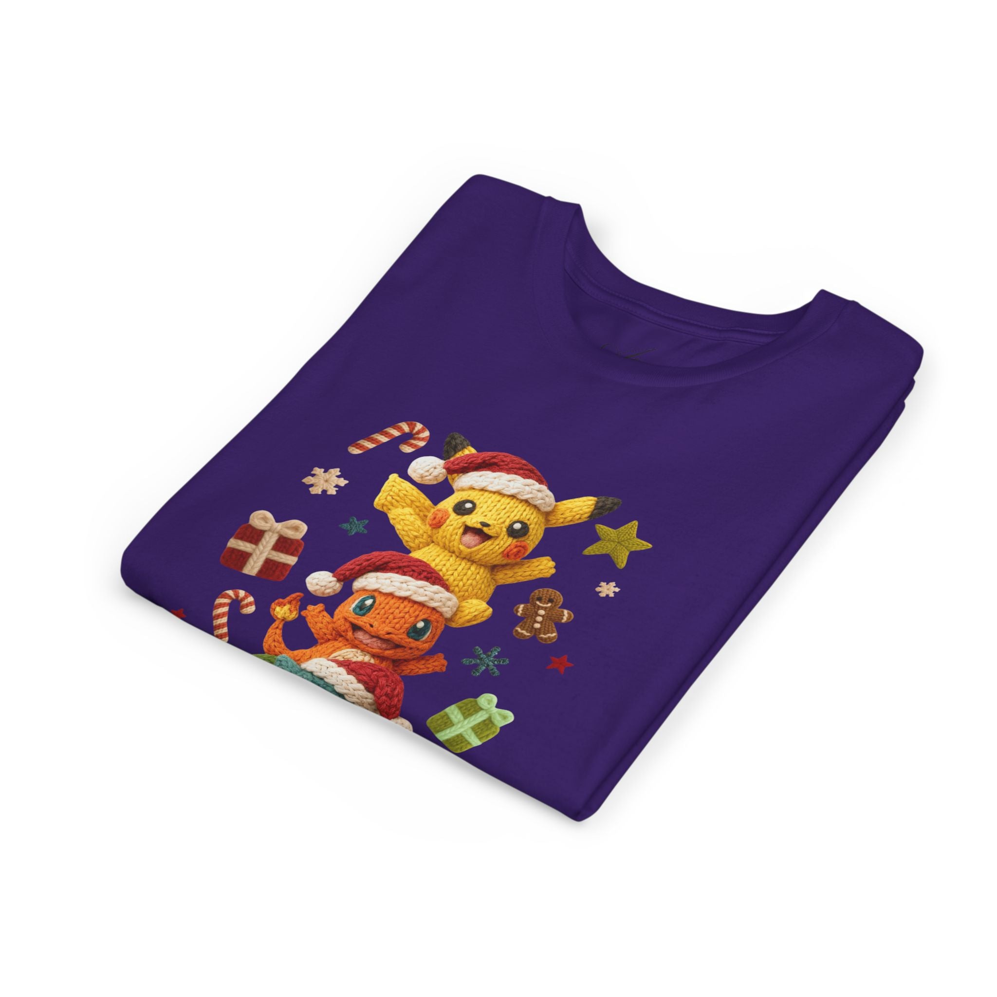 Kids Holiday Tee  Cute Stacked cartoon Characters Christmas Design