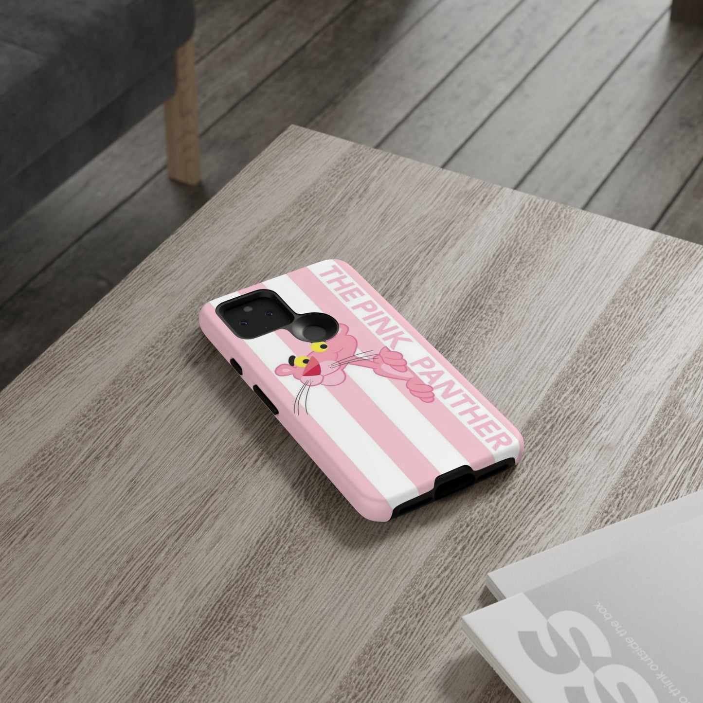 Pink Panther Tough Case Retro Striped Phone Case with "The Pink Panther" Design