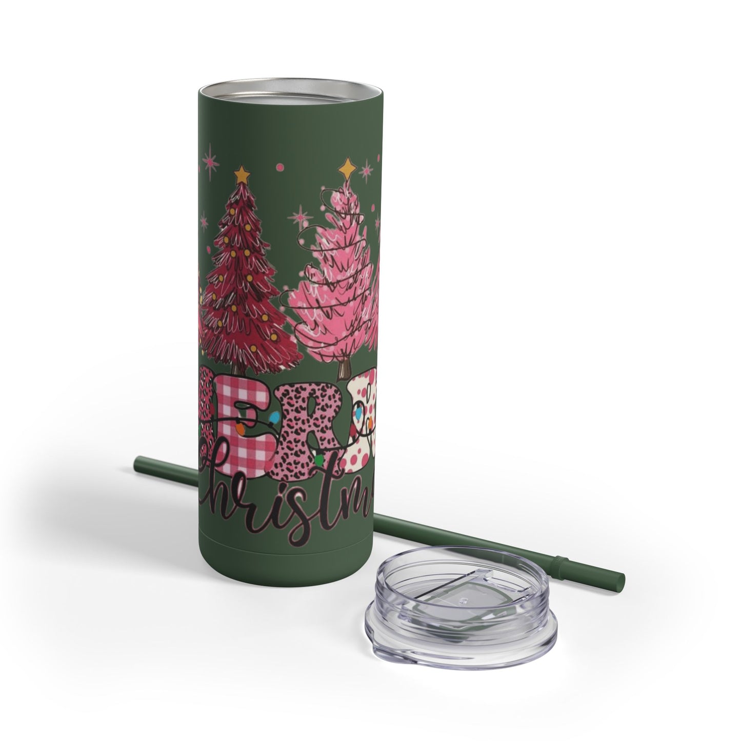 Christmas Tree Tumbler - 20oz Skinny Matte Drinkware Christmas gift mug