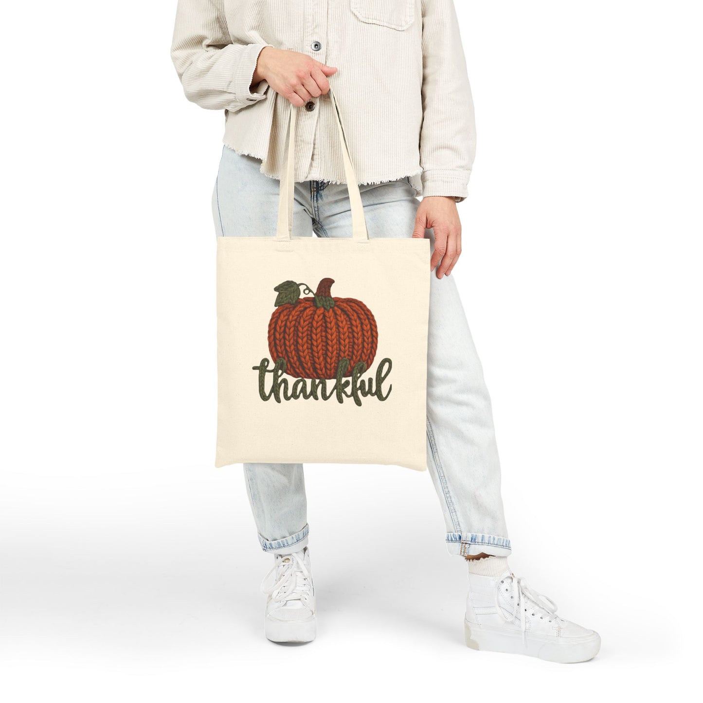 Thankful Pumpkin Tote Bag Christmas Tote Bag  Festive Holiday Design