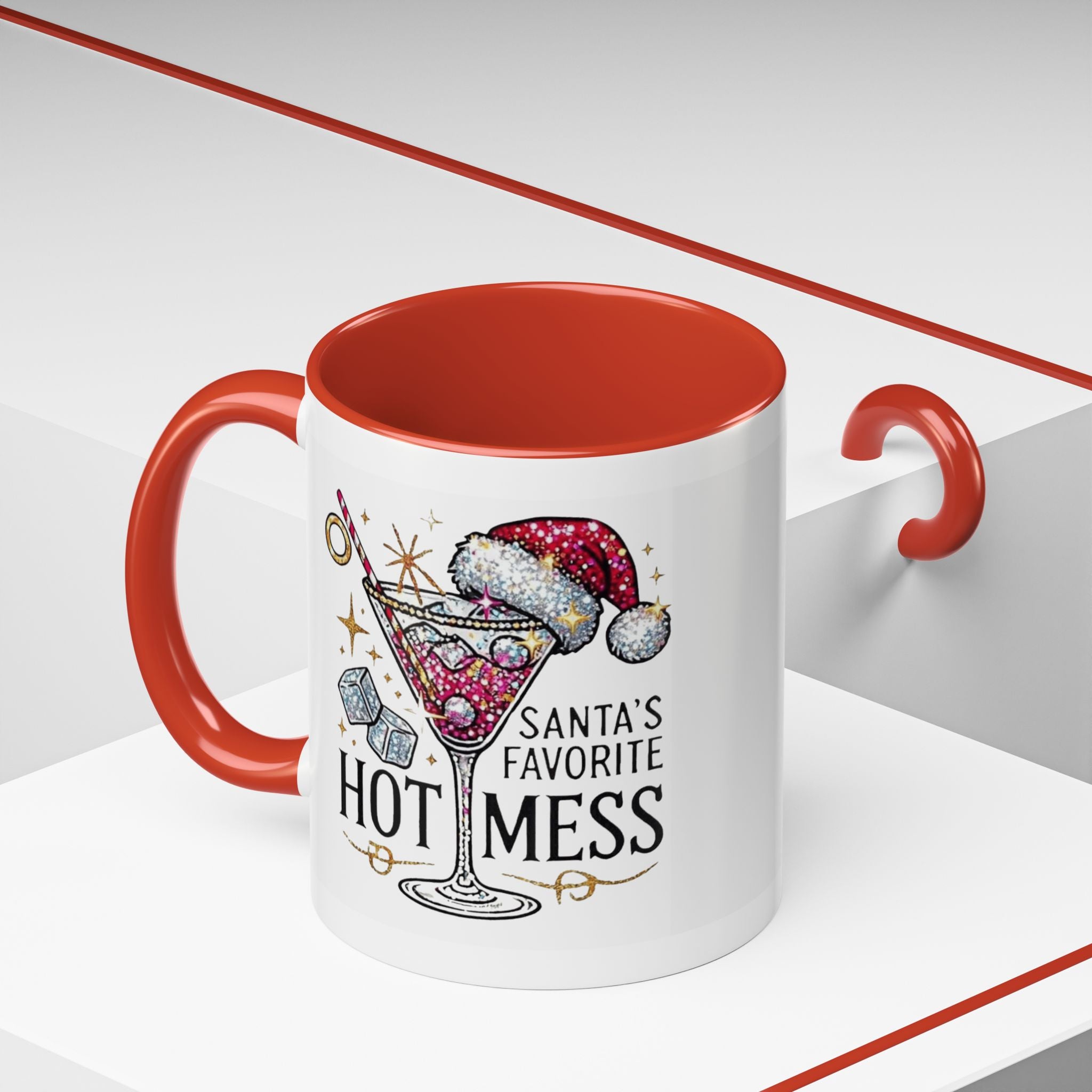 Accent Coffee Mug - "Santa's Favorite Hot Mess" Holiday Cocktail Mug (11/15 oz)
