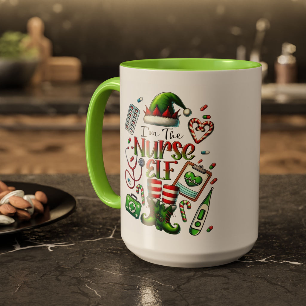Nurse Elf Coffee Mug — Christmas Medical Holiday Gift (11oz & 15oz) Medical Christmas Mug