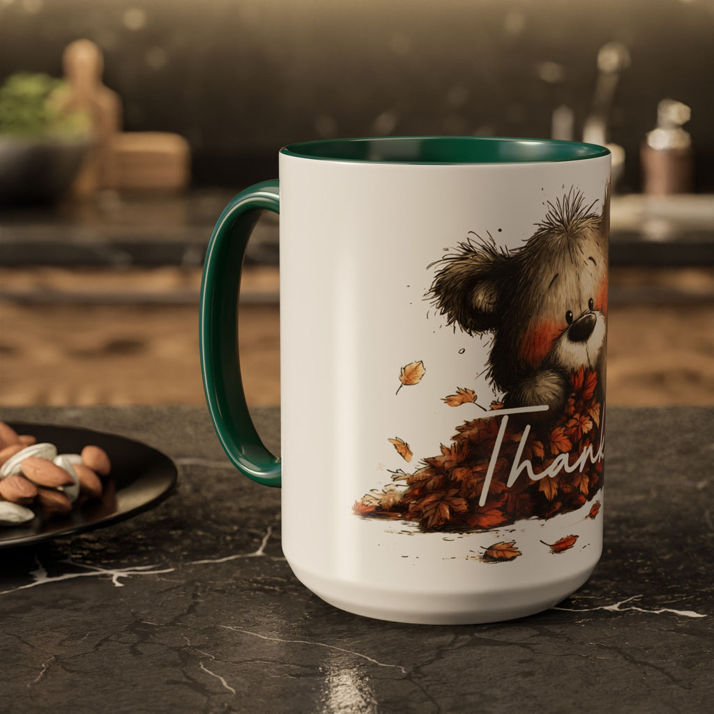 Thankful Bear Autumn Mug — Cute Fall Coffee Cup (11oz, 15oz)