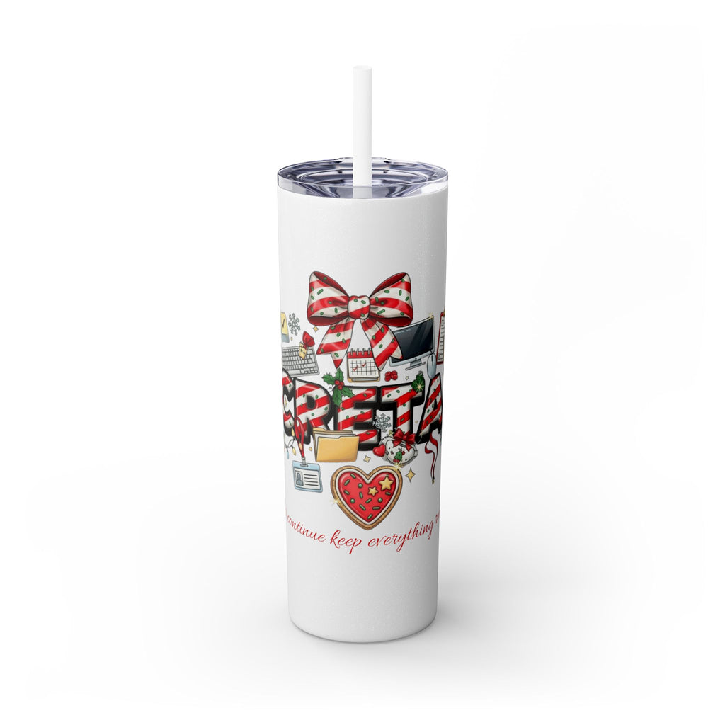 Christmas mug for the office team who keeps everything running smoothly. Candy Cane Christmas Office Secret Santa Design, 20oz with Straw