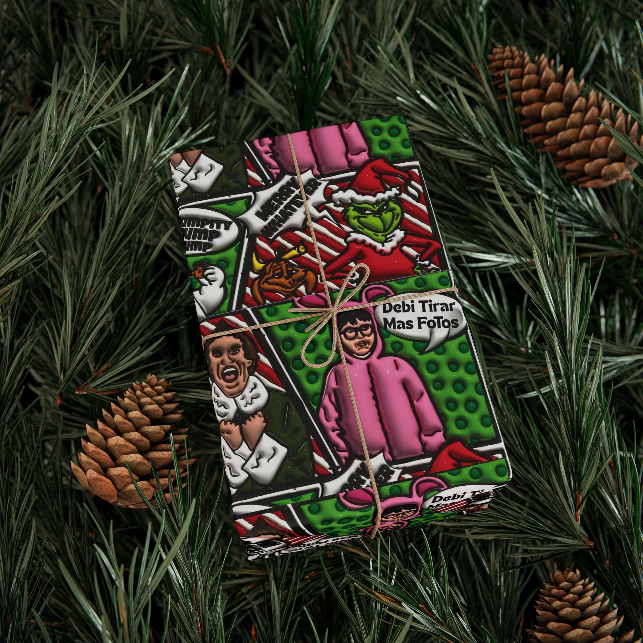 Christmas Wrapping Paper Roll — Santa’s Favorite Pattern Holiday Gift Wrap Puerto Rico Wrapping Paper – Cultural Gift Wrap | Boricua Heritage Design