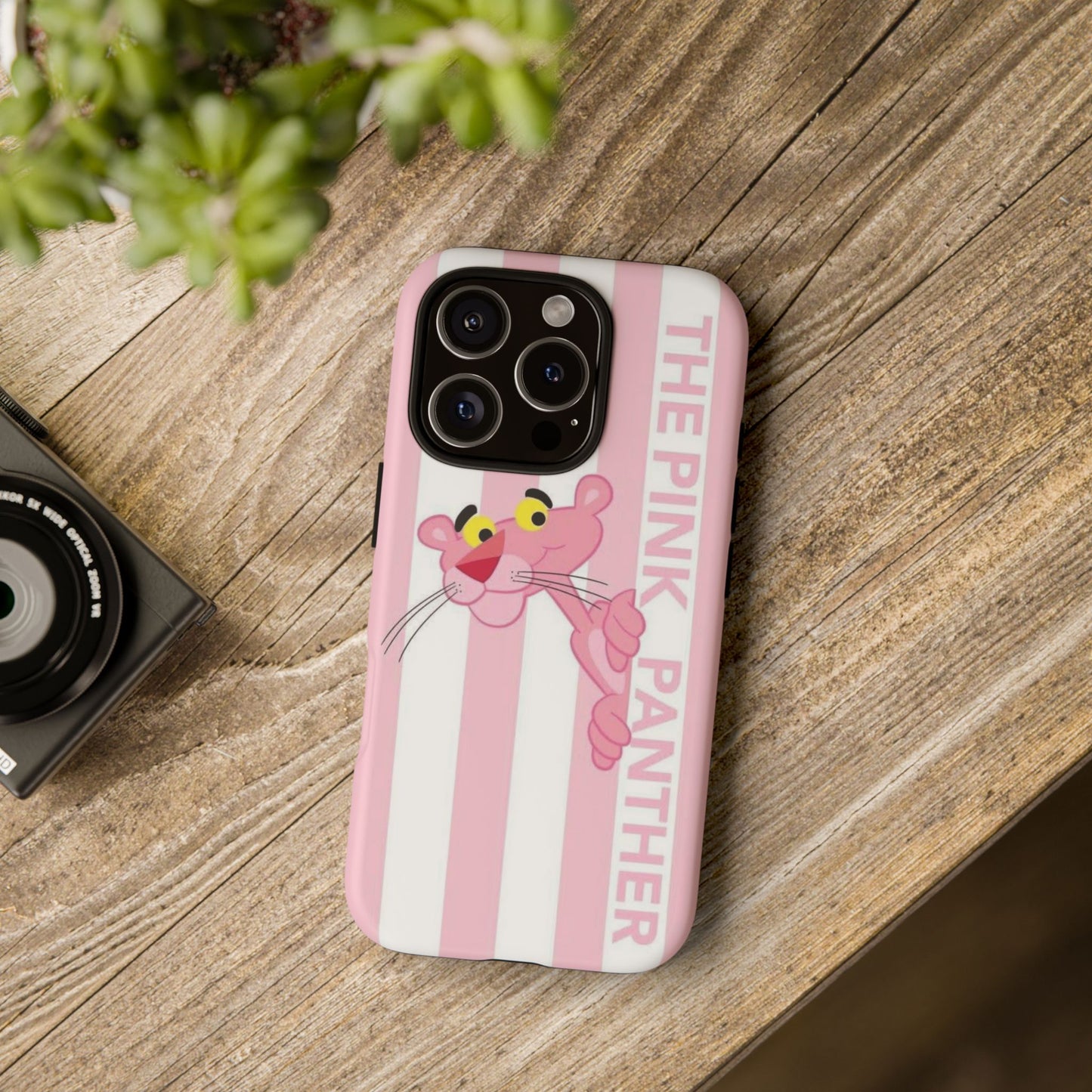 Pink Panther Tough Case Retro Striped Phone Case with "The Pink Panther" Design