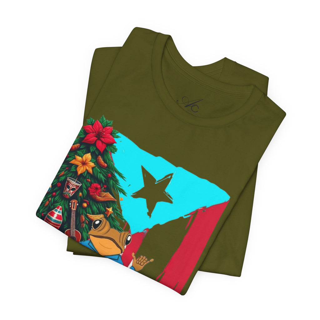 Puerto Rico Holiday T-Shirt  Coquí by Christmas Tree Graphic Puerto Rico’s Navidades