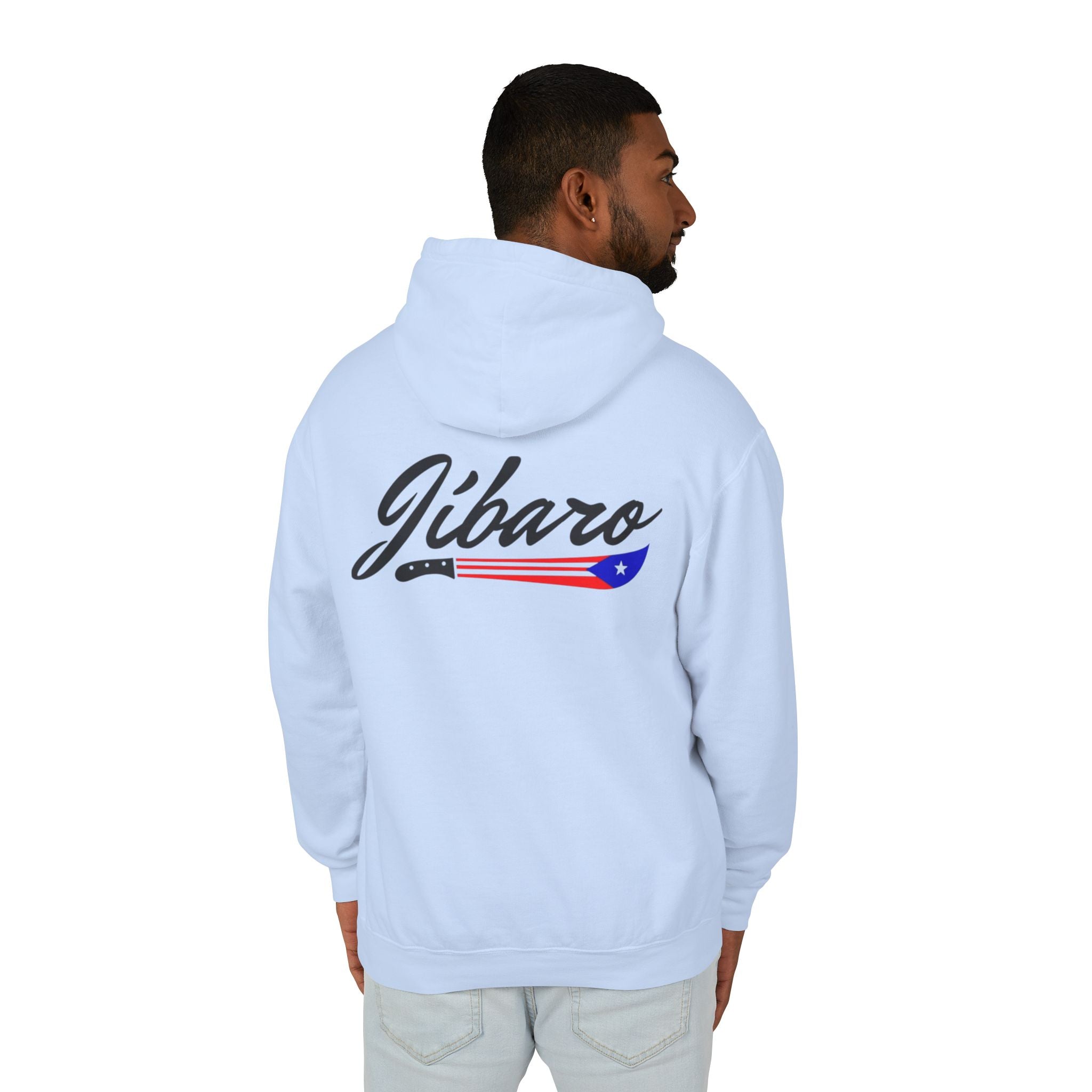 Puerto Rico Heart Flag Hoodie  "Jíbaro" Back Graphic