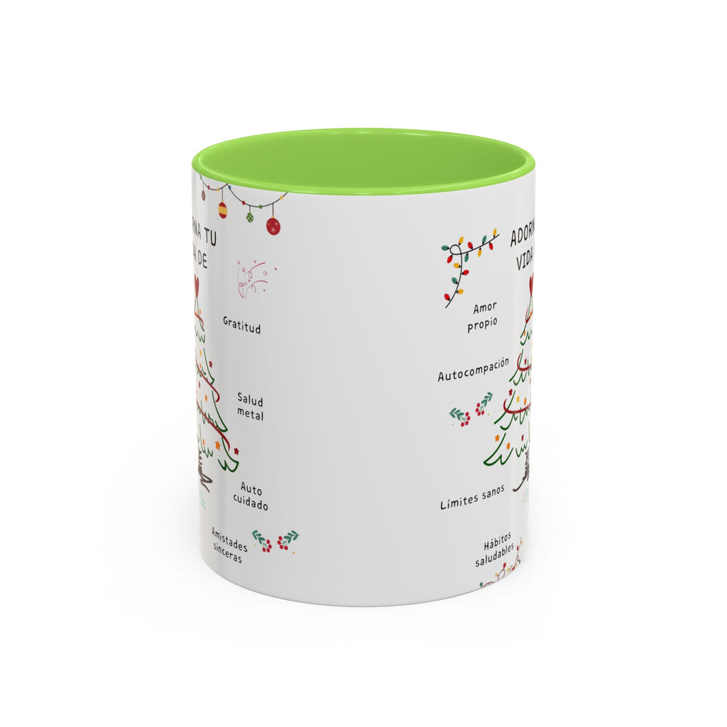 Mug — 'Adorna Tu Vida' Christmas Tree Spanish Holiday Coffee Mug (11oz/15oz)