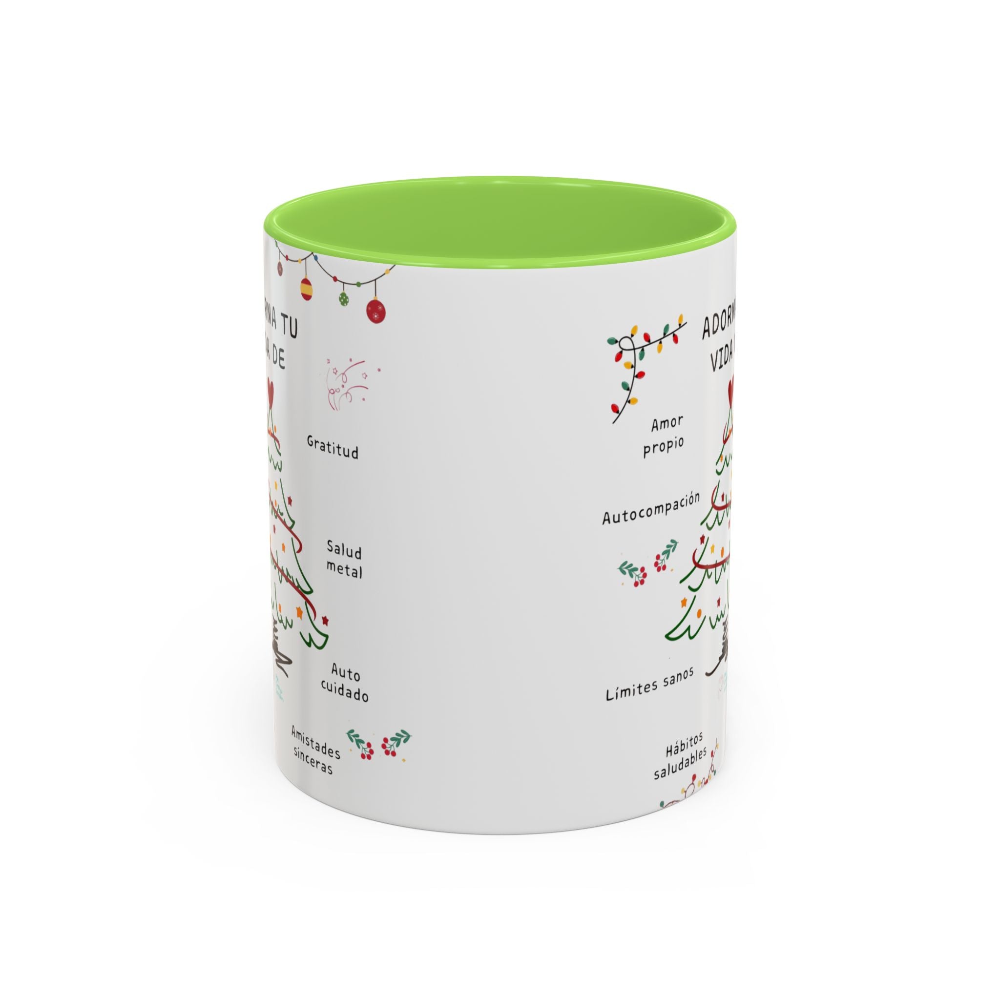 Mug — 'Adorna Tu Vida' Christmas Tree Spanish Holiday Coffee Mug (11oz/15oz)