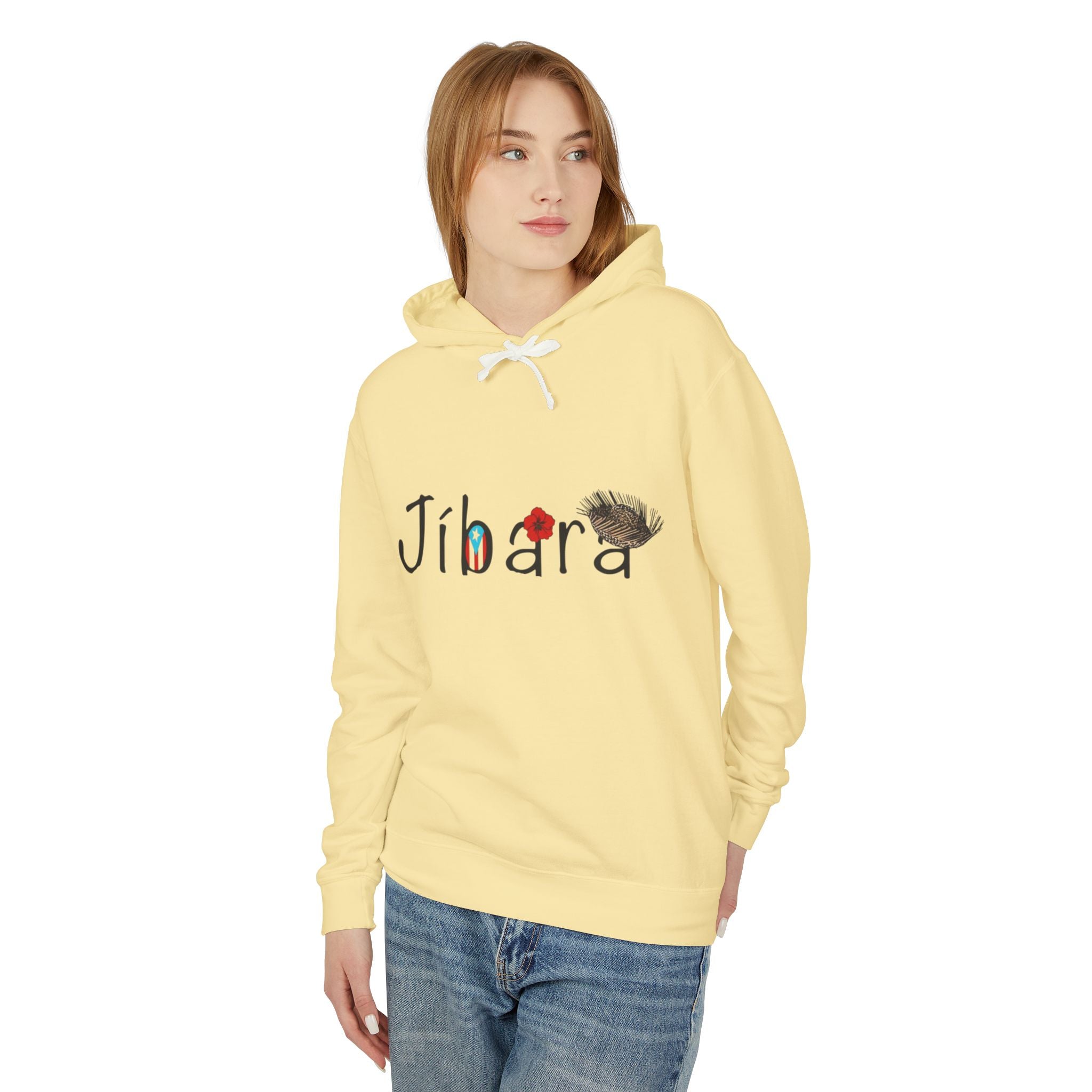 Jíbara Hoodie — Puerto Rican Heart Flag Lightweight Hooded Sweatshirt