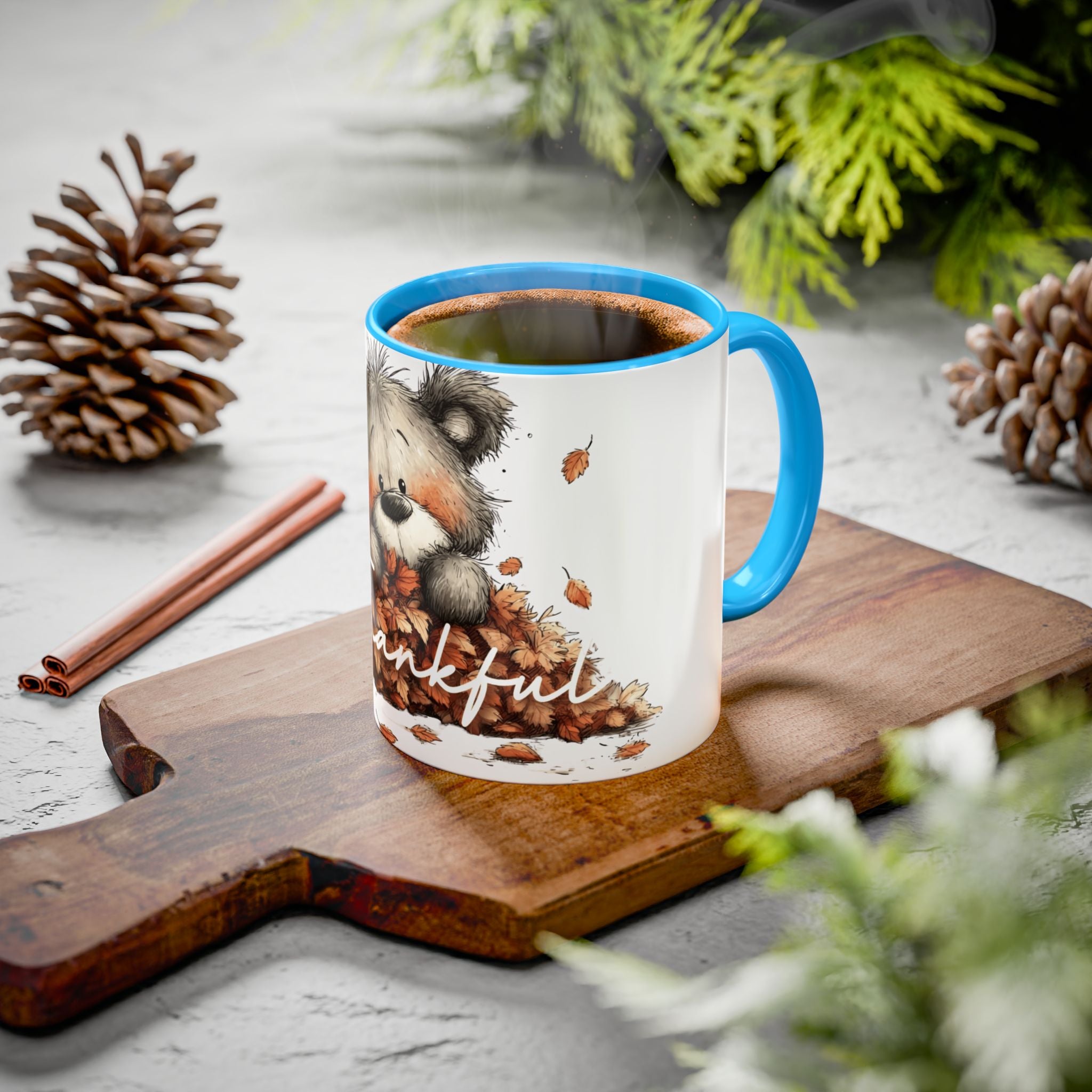 Thankful Bear Autumn Mug — Cute Fall Coffee Cup (11oz, 15oz)