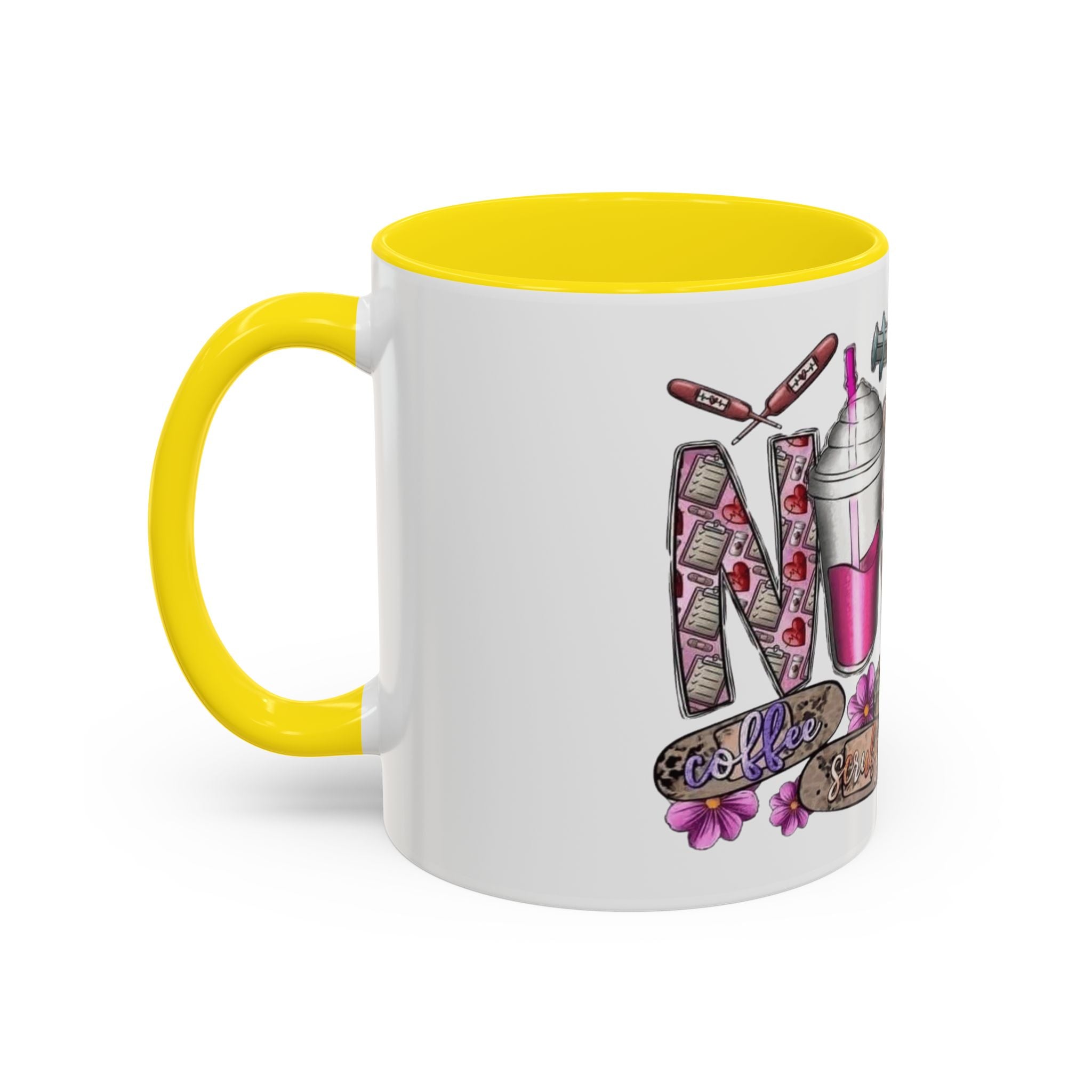Nurse Love Coffee Mug  Cute Floral Medical Stethoscope & Syringe Design (11/15oz) Medical Christmas Mug