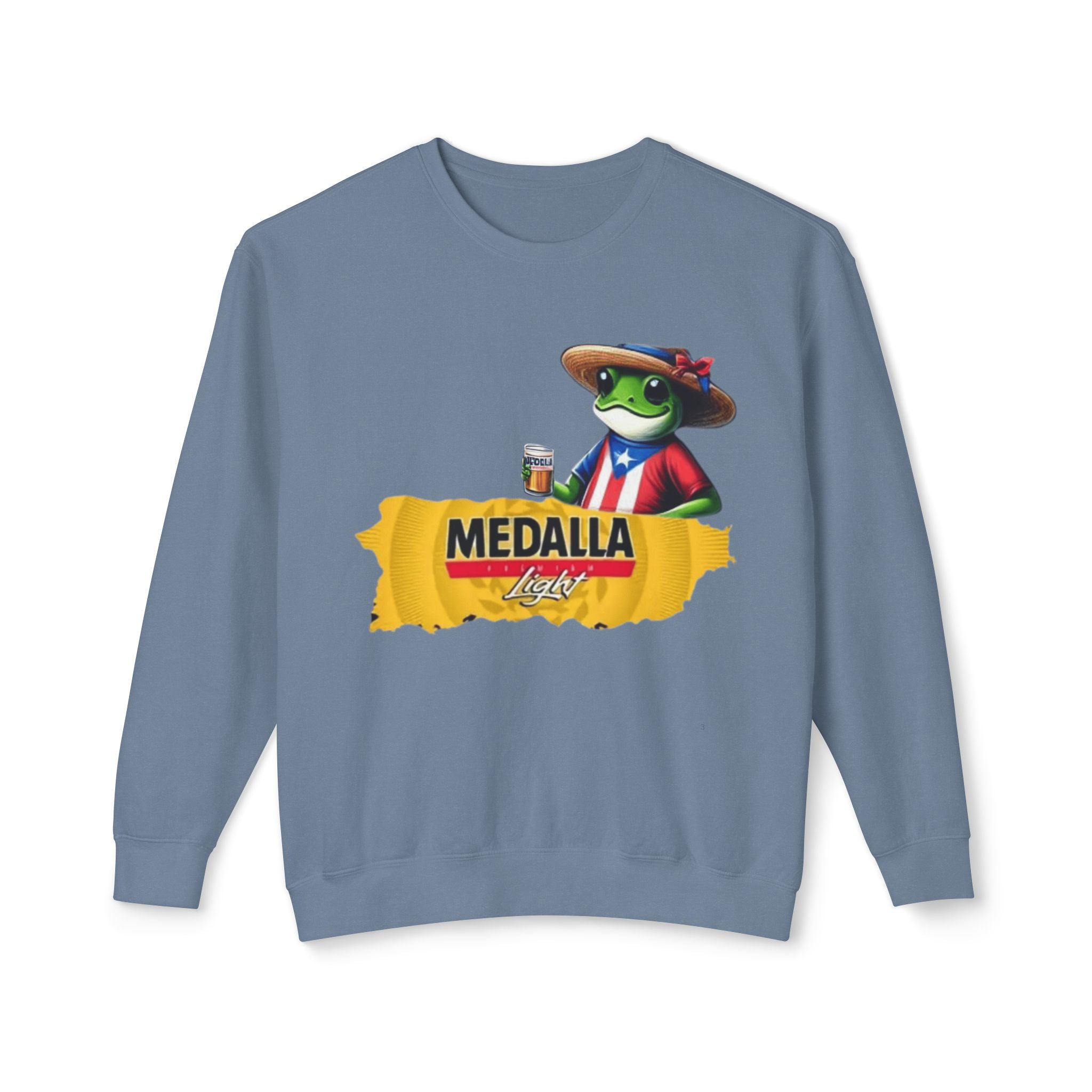 Medalla Light Puerto Rico Sweatshirt Coqui Boricua flag  Beer Pack Graphic Puerto Rico Navidades